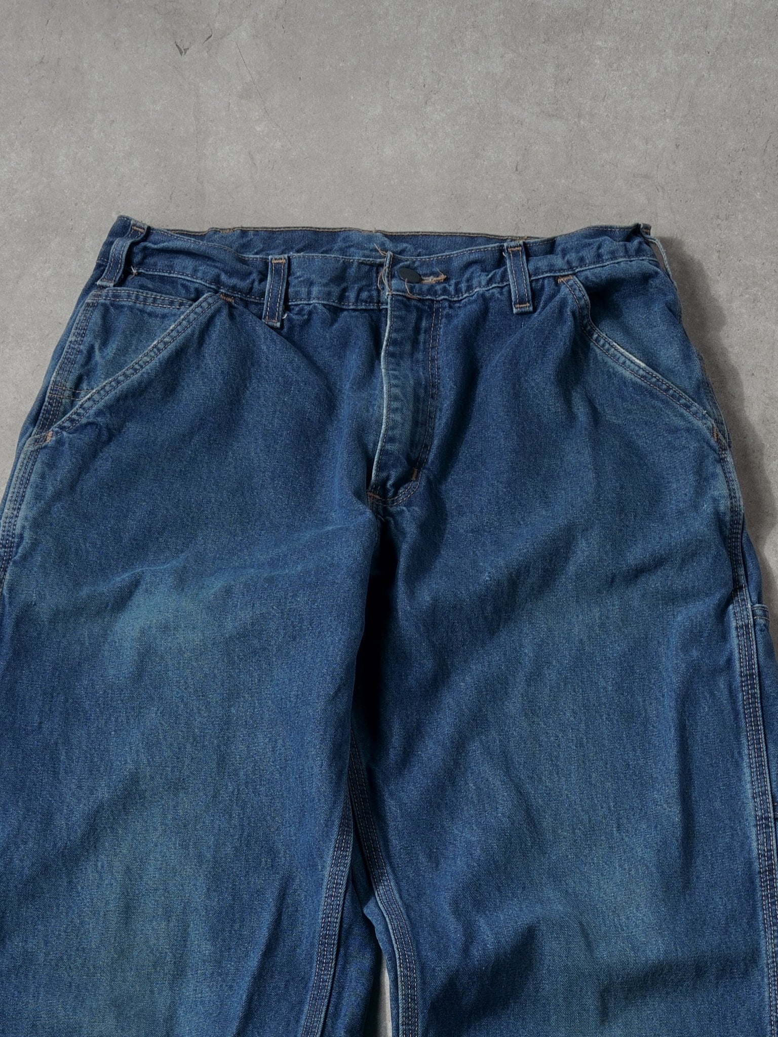 Vintage 90s Dark Blue Carhartt Original Fit Denim Carpenter Pants (34x30)