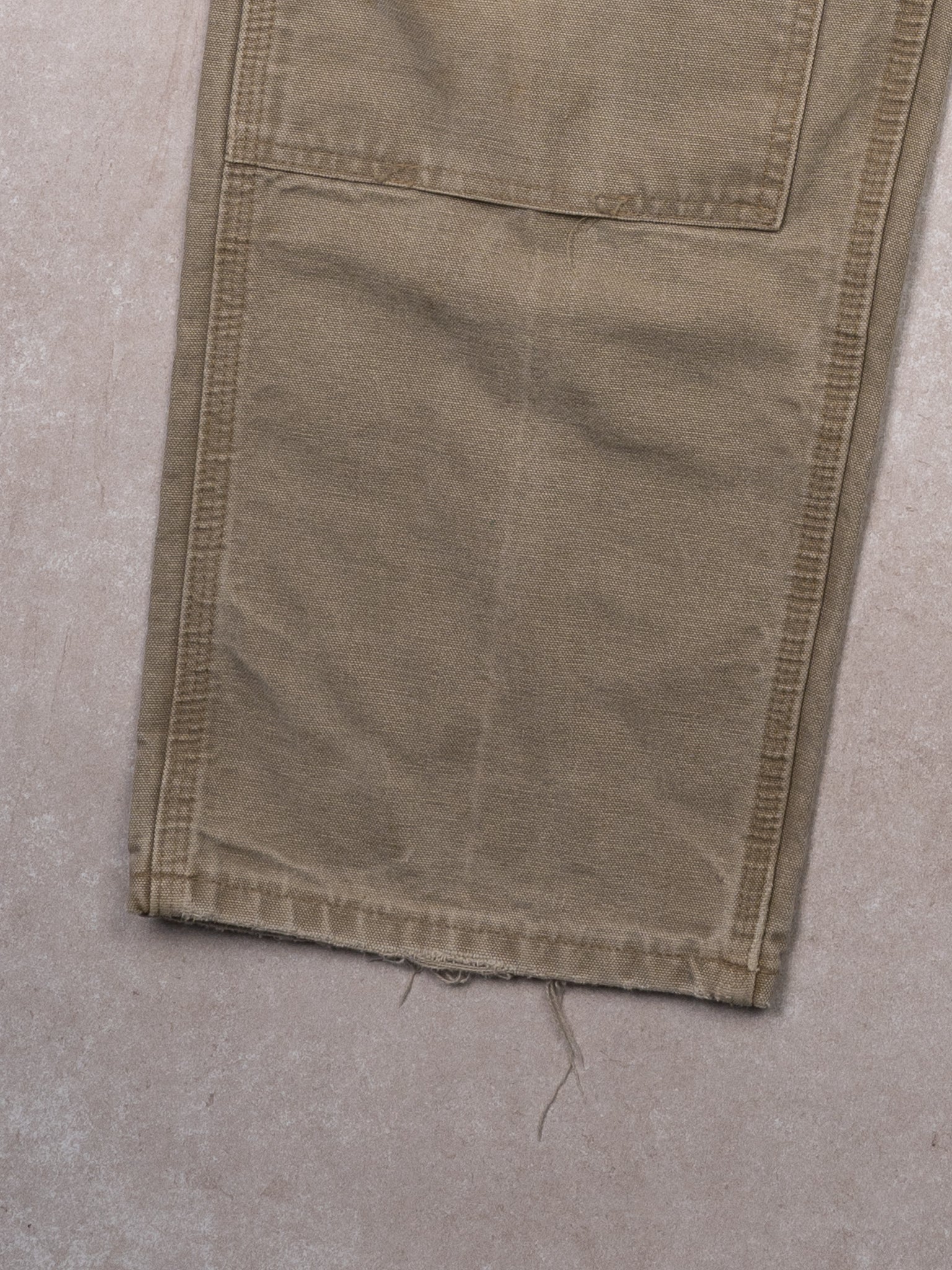 Vintage Light Beige Double Knee Carhartt Dungaree Pants (32 x 30)