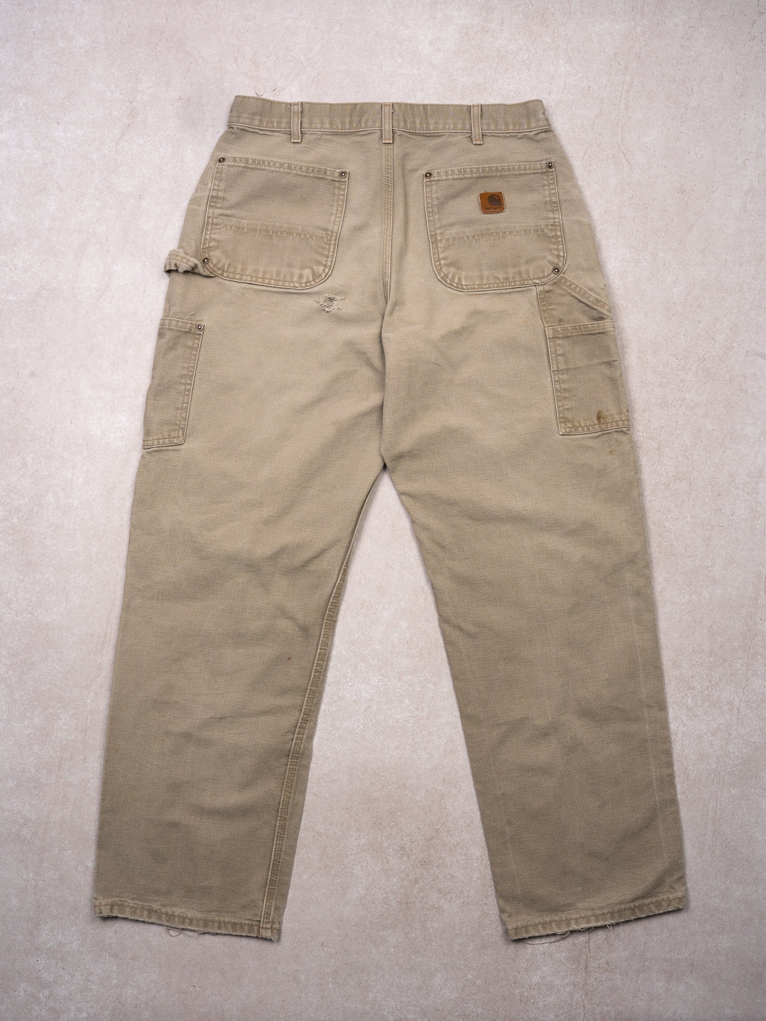 Vintage Light Beige Double Knee Carhartt Dungaree Pants (32 x 30)