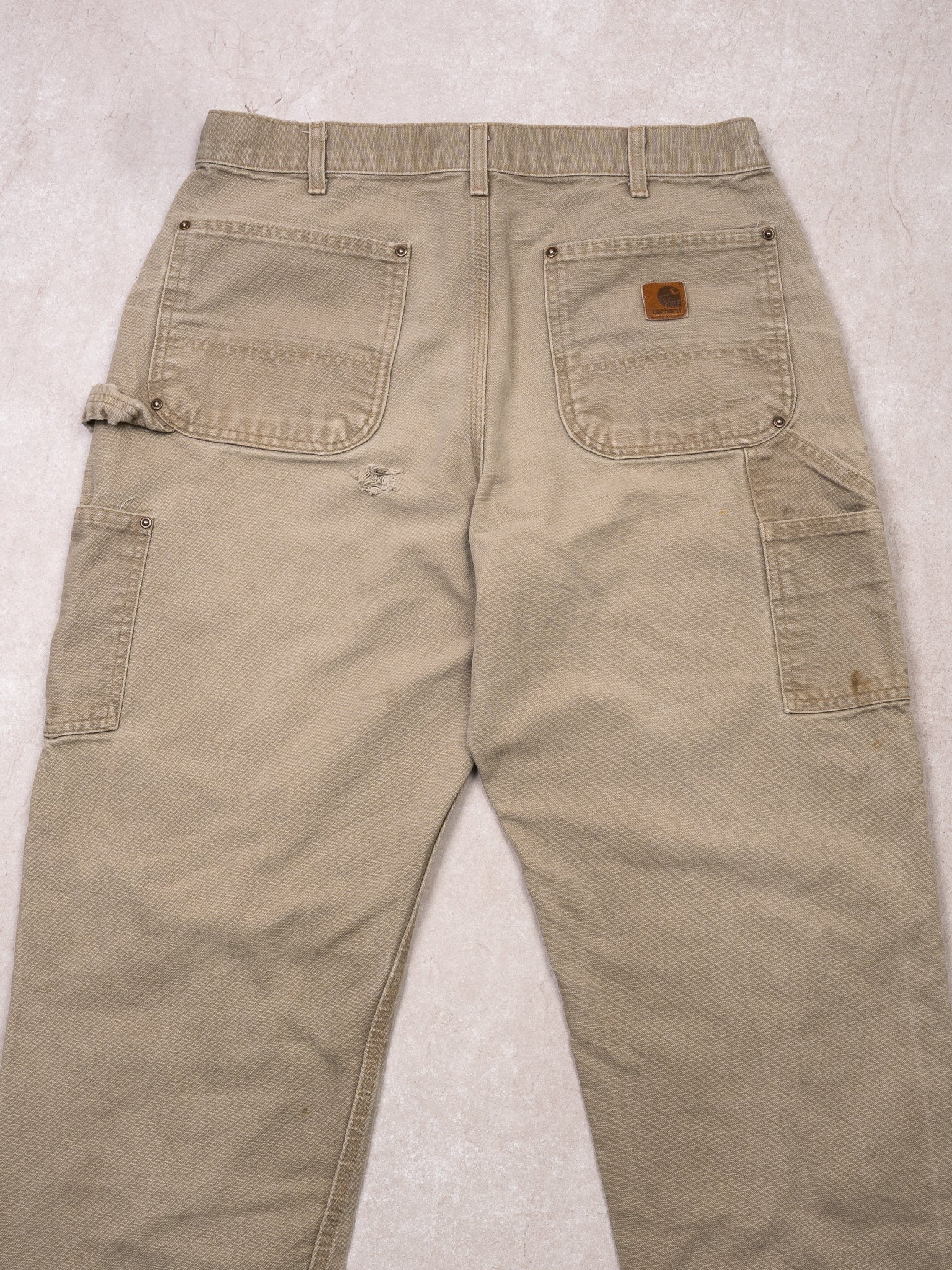 Vintage Light Beige Double Knee Carhartt Dungaree Pants (32 x 30)