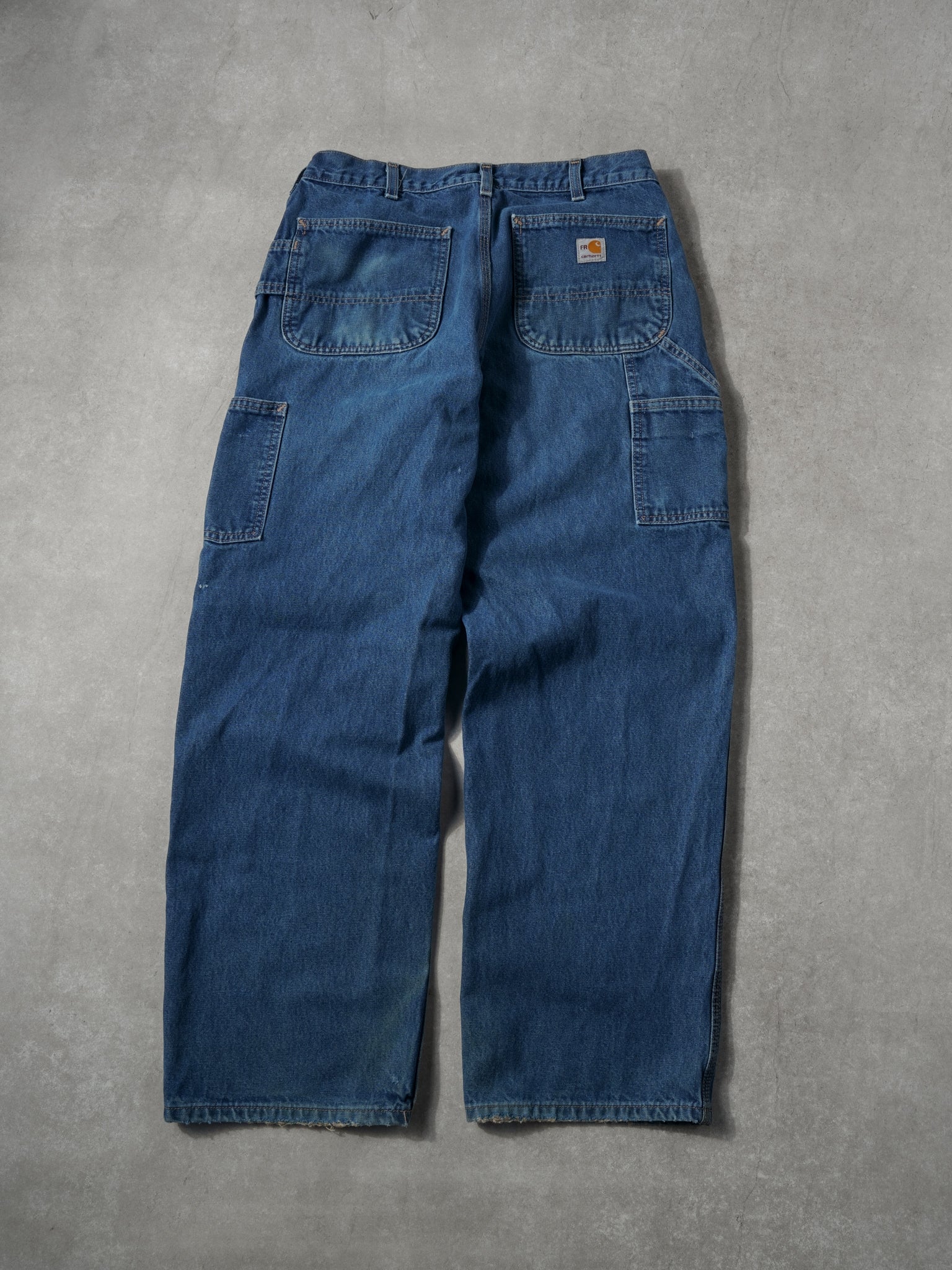 Vintage 90s Dark Blue Carhartt Original Fit Denim Carpenter Pants (34x30)