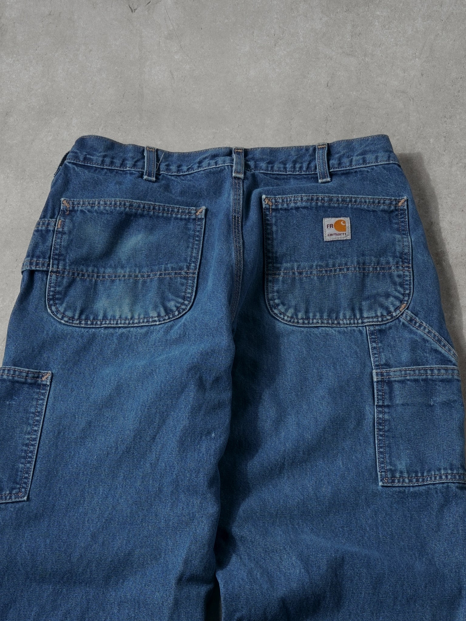 Vintage 90s Dark Blue Carhartt Original Fit Denim Carpenter Pants (34x30)