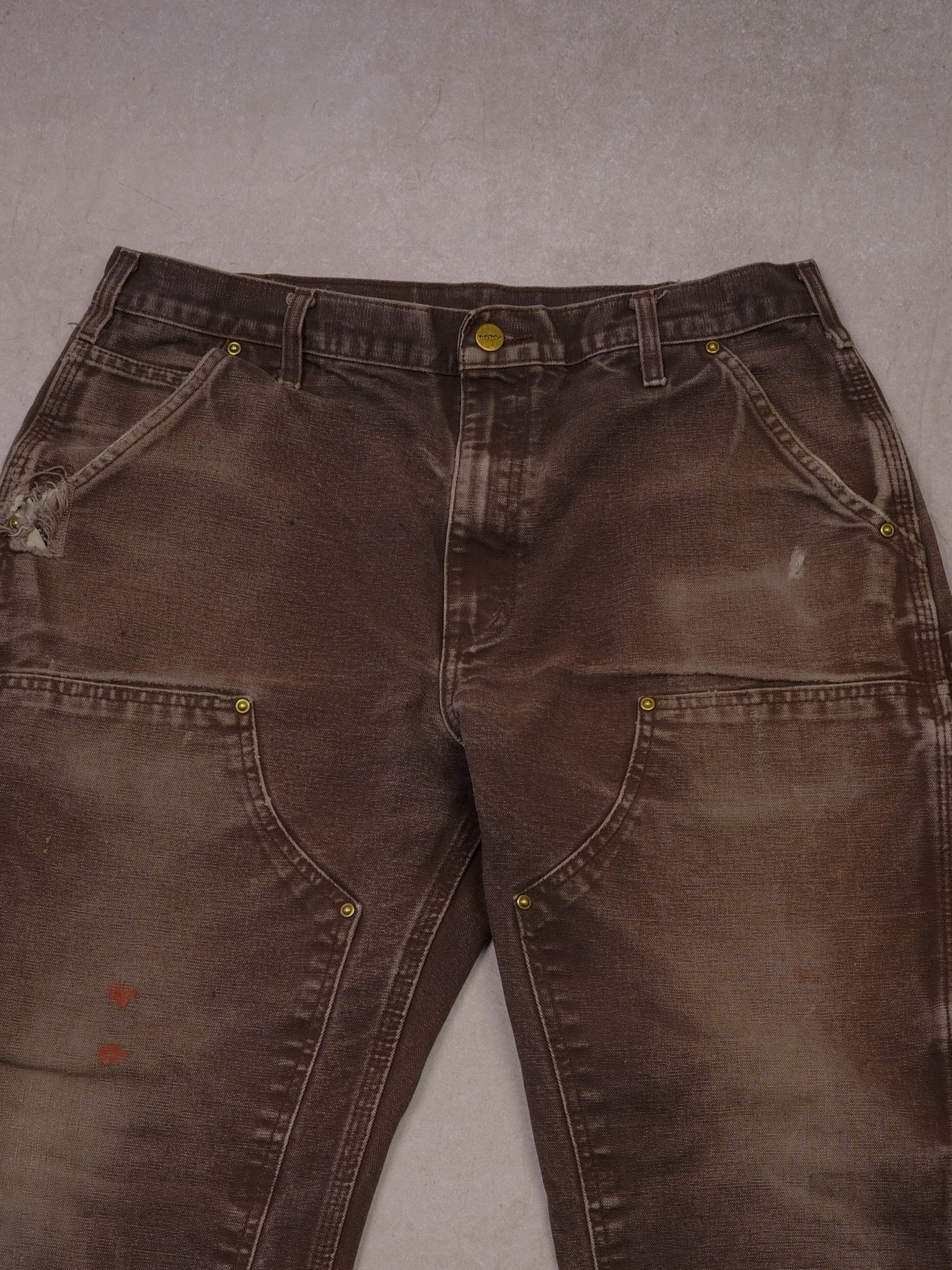 Vintage 90s Brown Double Knee Carhartt Original Fit Carpenter Pants (34x30)