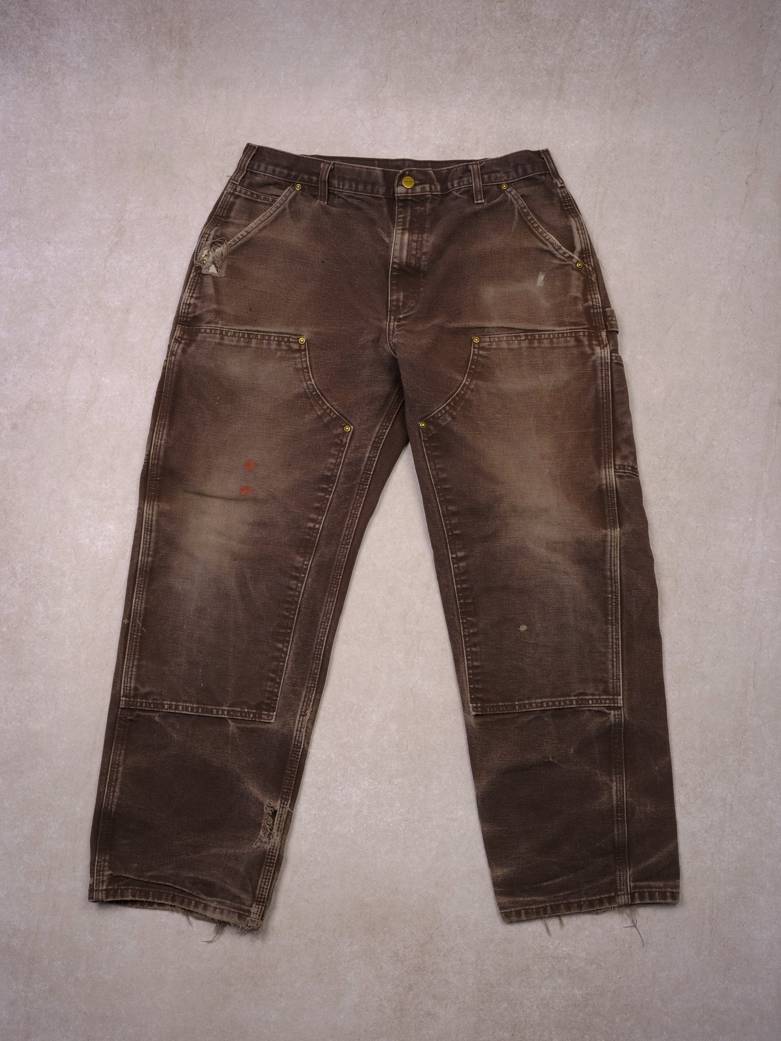 Vintage 90s Brown Double Knee Carhartt Original Fit Carpenter Pants (34x30)
