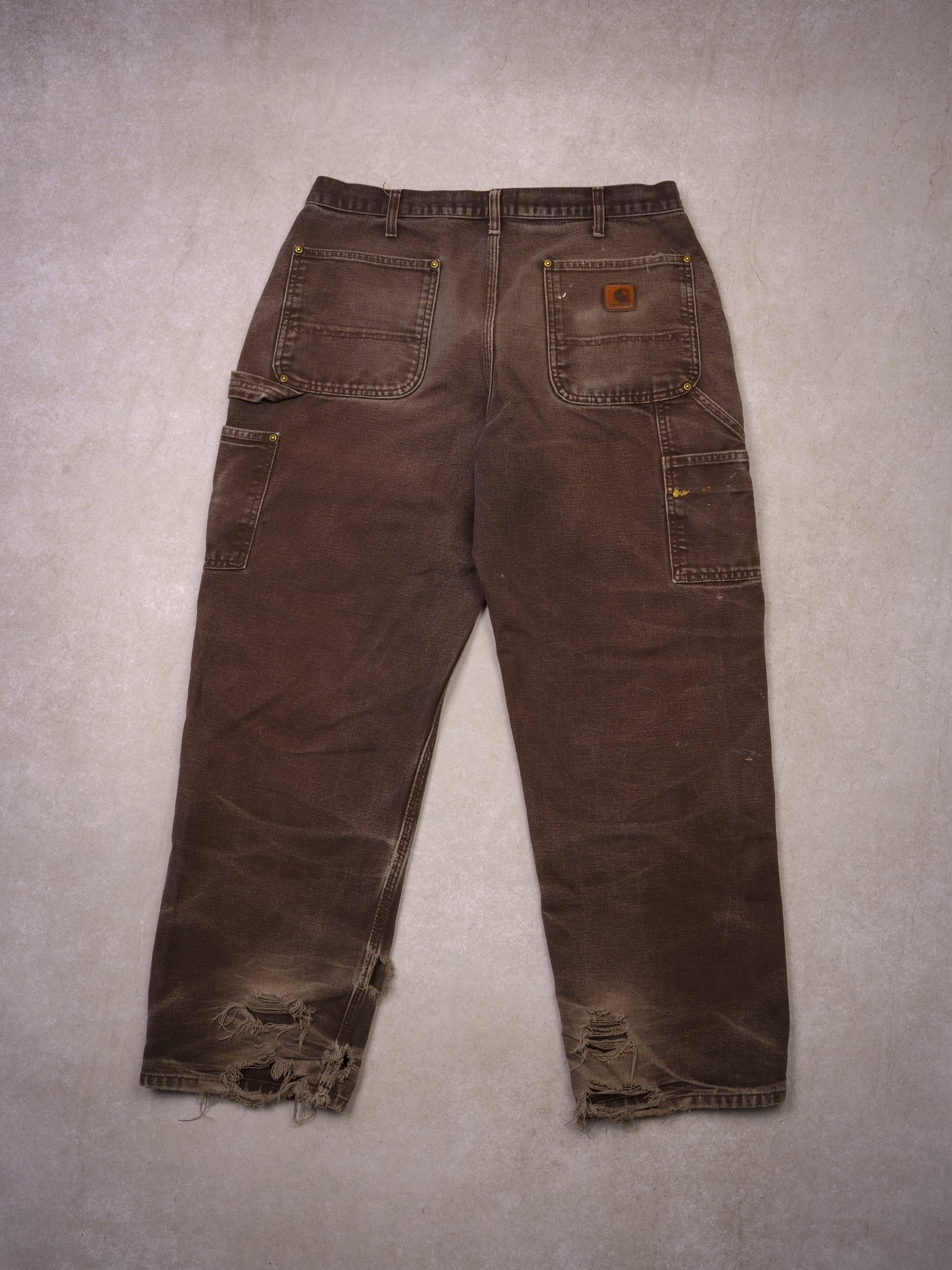 Vintage 90s Brown Double Knee Carhartt Original Fit Carpenter Pants (34x30)