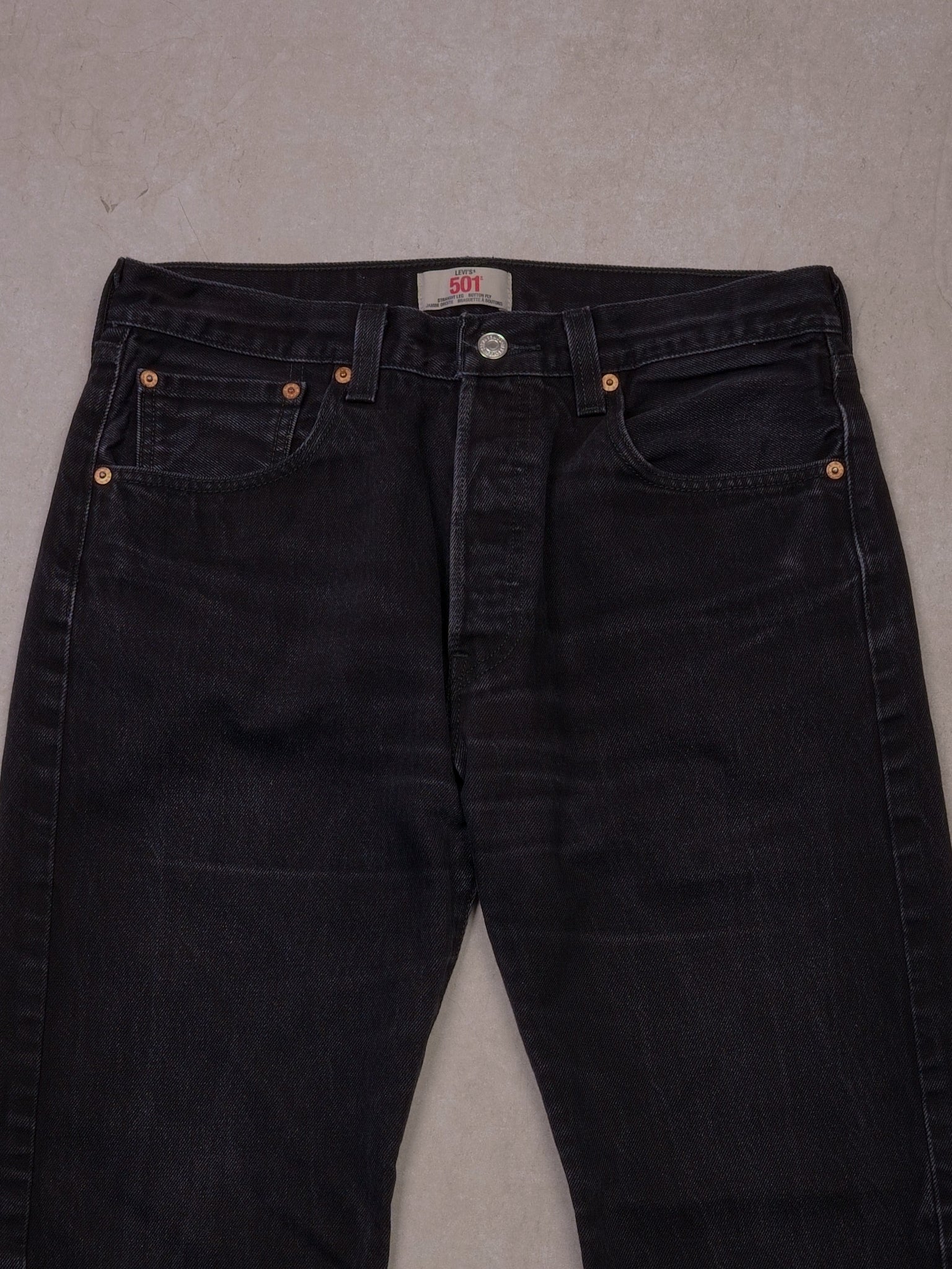 Vintage Black Levi's 501 Straight Leg Button Fly Denim Jeans (32x29)