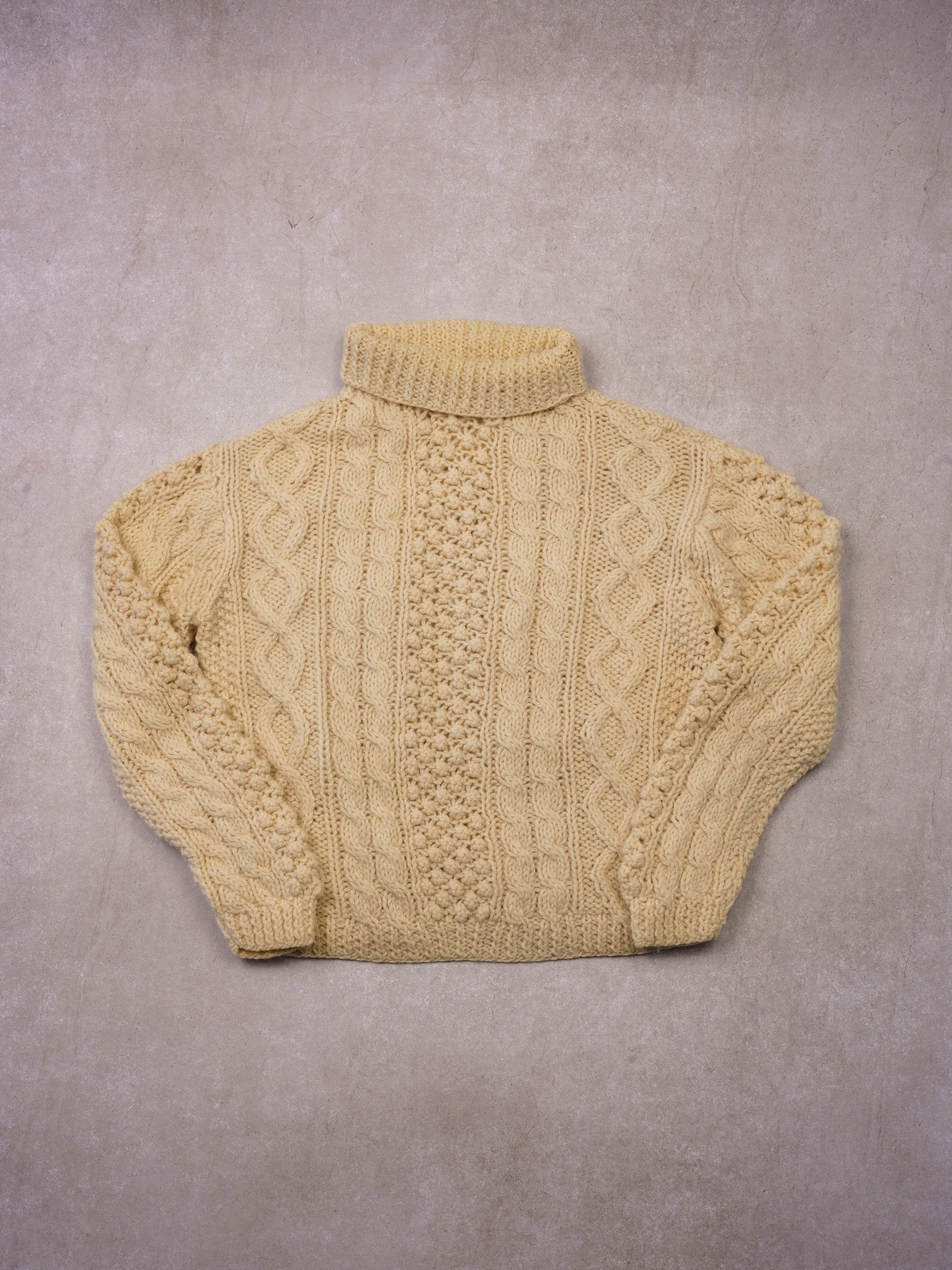 Vintage 90s Beige Freimans Virgin Wool Patterned Turtleneck (S/M)
