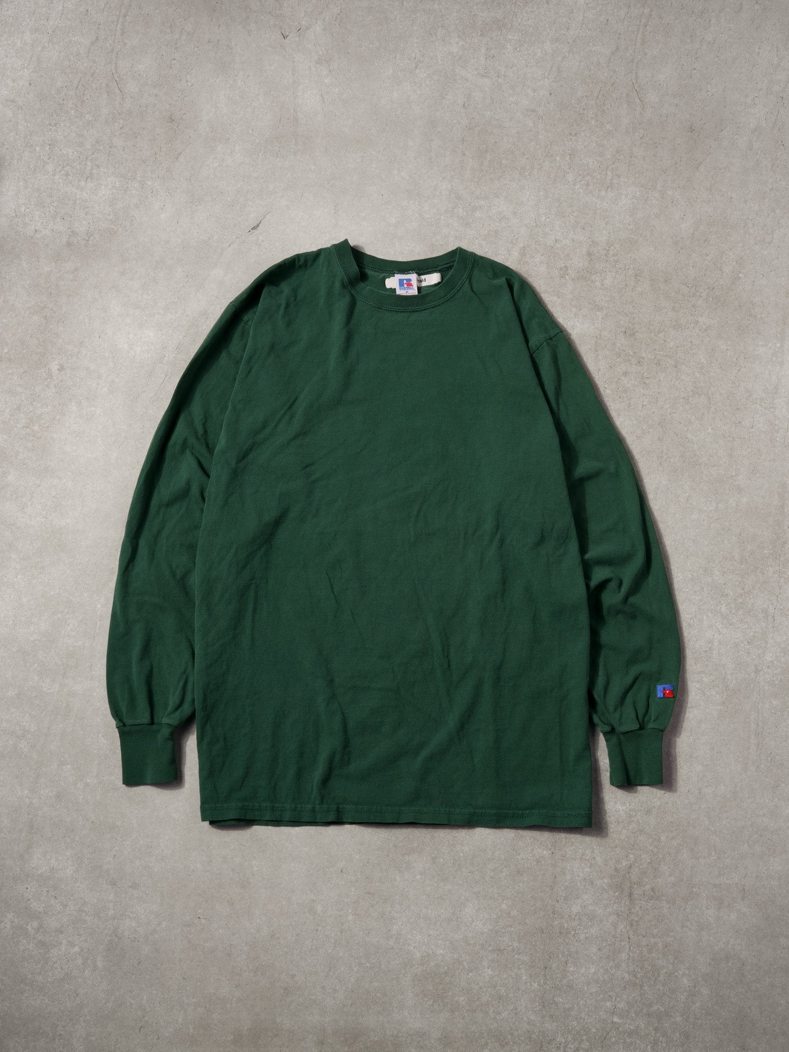 Vintage 90s Pine Green Russell Athletics Blank Longsleeve (M)