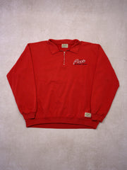 Vintage 90s Red Roots Sporting Good 1/4 Zip Collared Crewneck (XL)