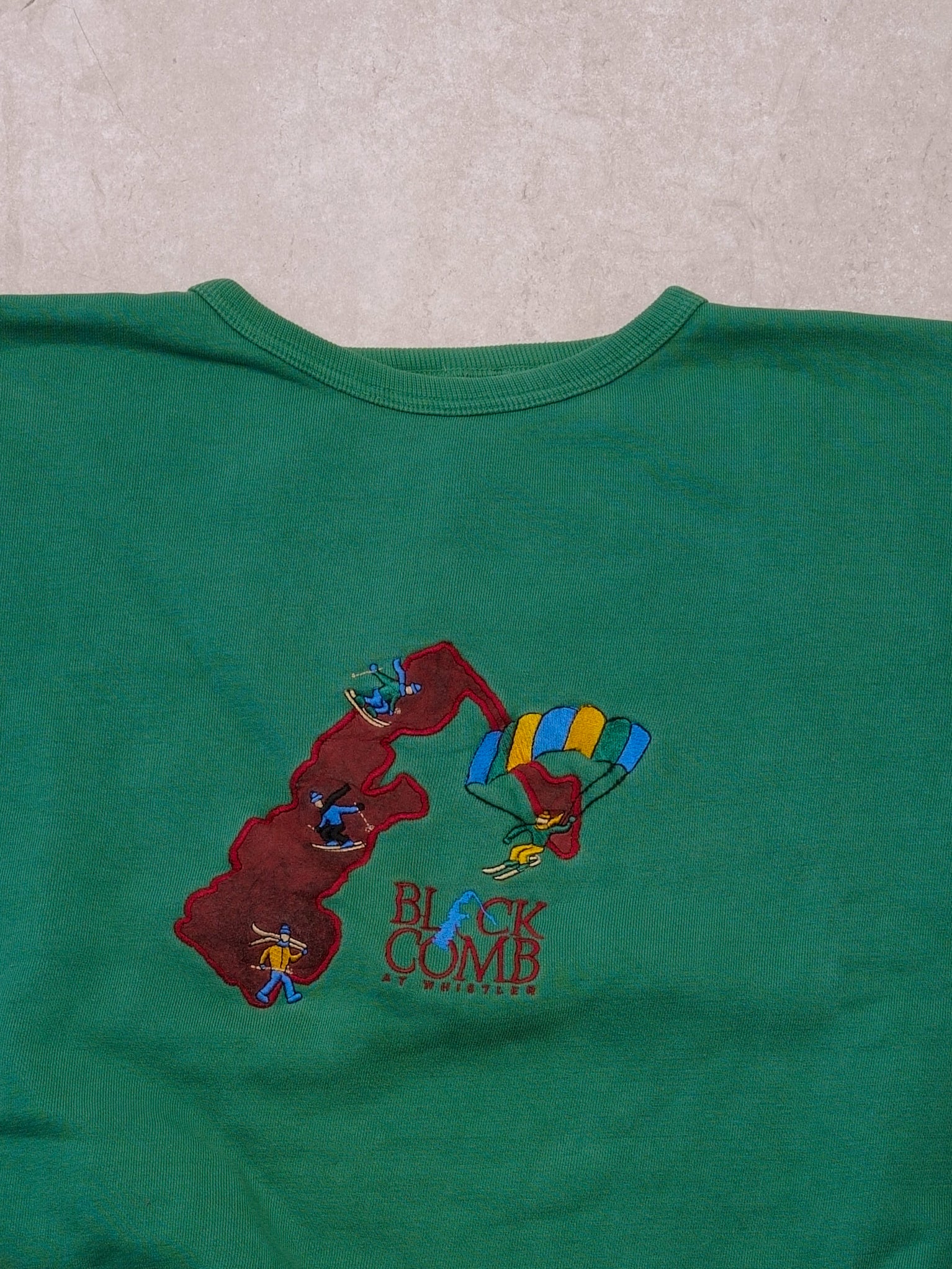 Vintage 90s Oak Green Black Comb Skii Crewneck (XL)