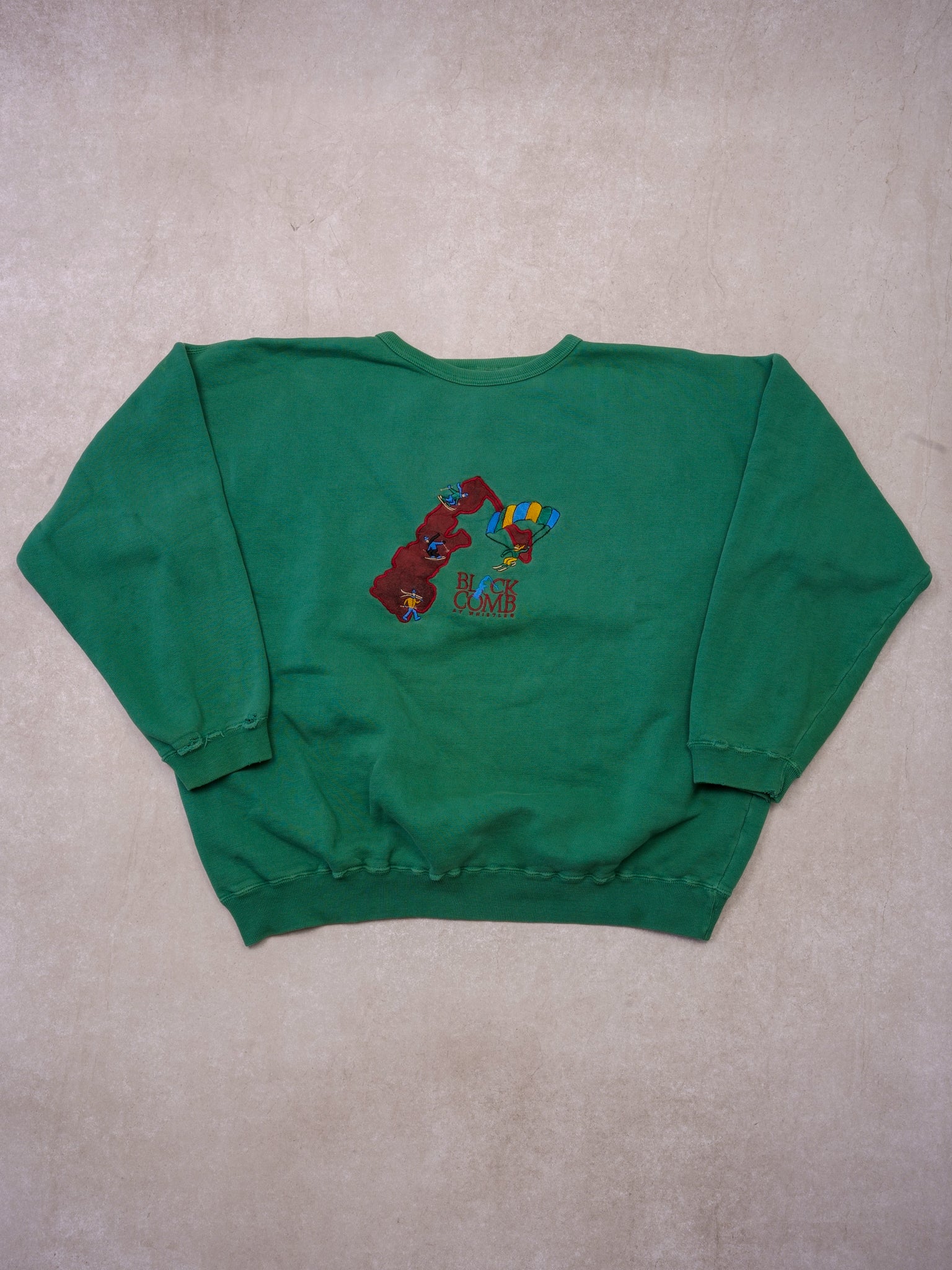 Vintage 90s Oak Green Black Comb Skii Crewneck (XL)