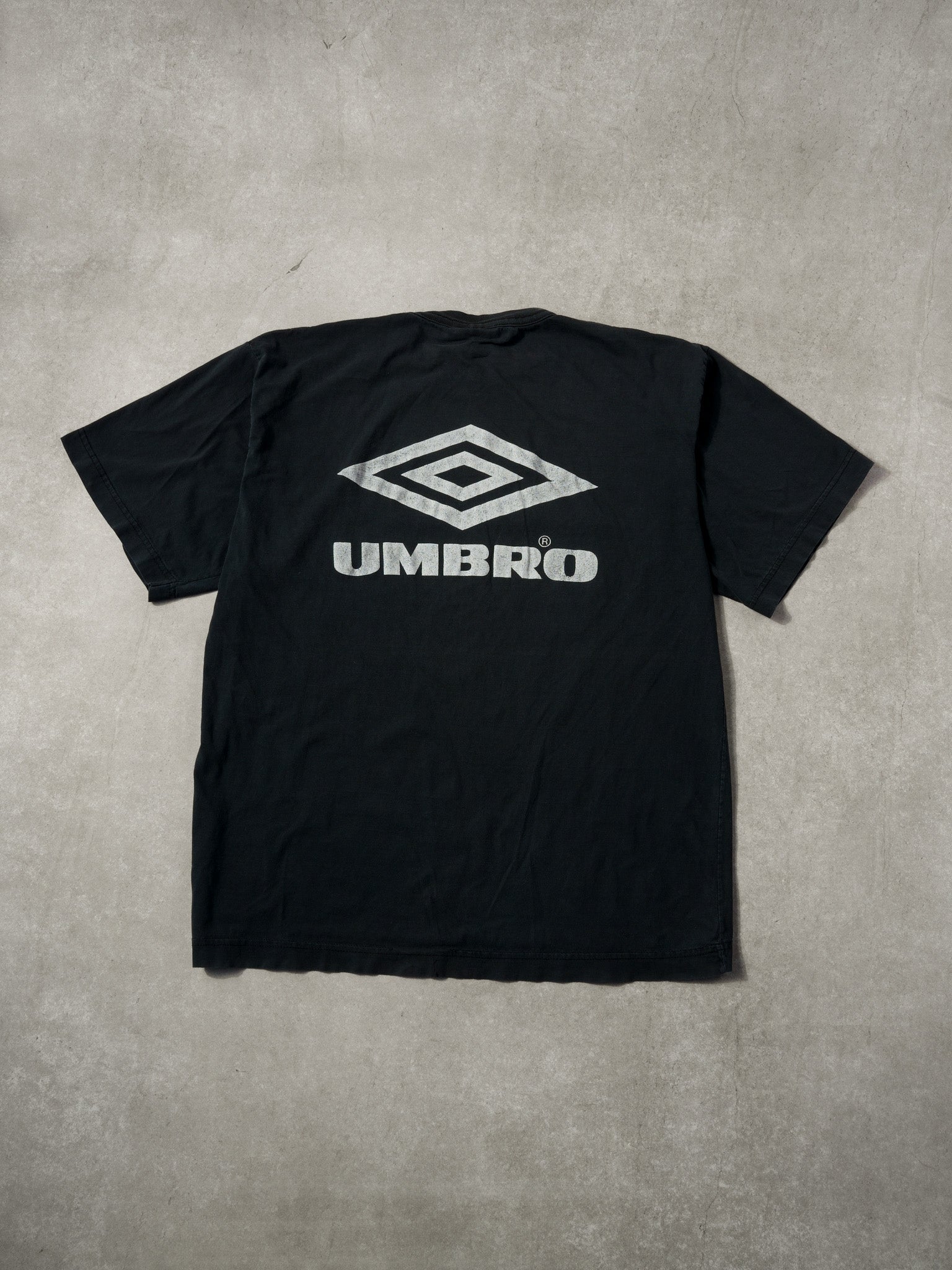 Vintage 96' Washed Black UEFA Euro 96 Soccer Umbro Graphic Tee (L)