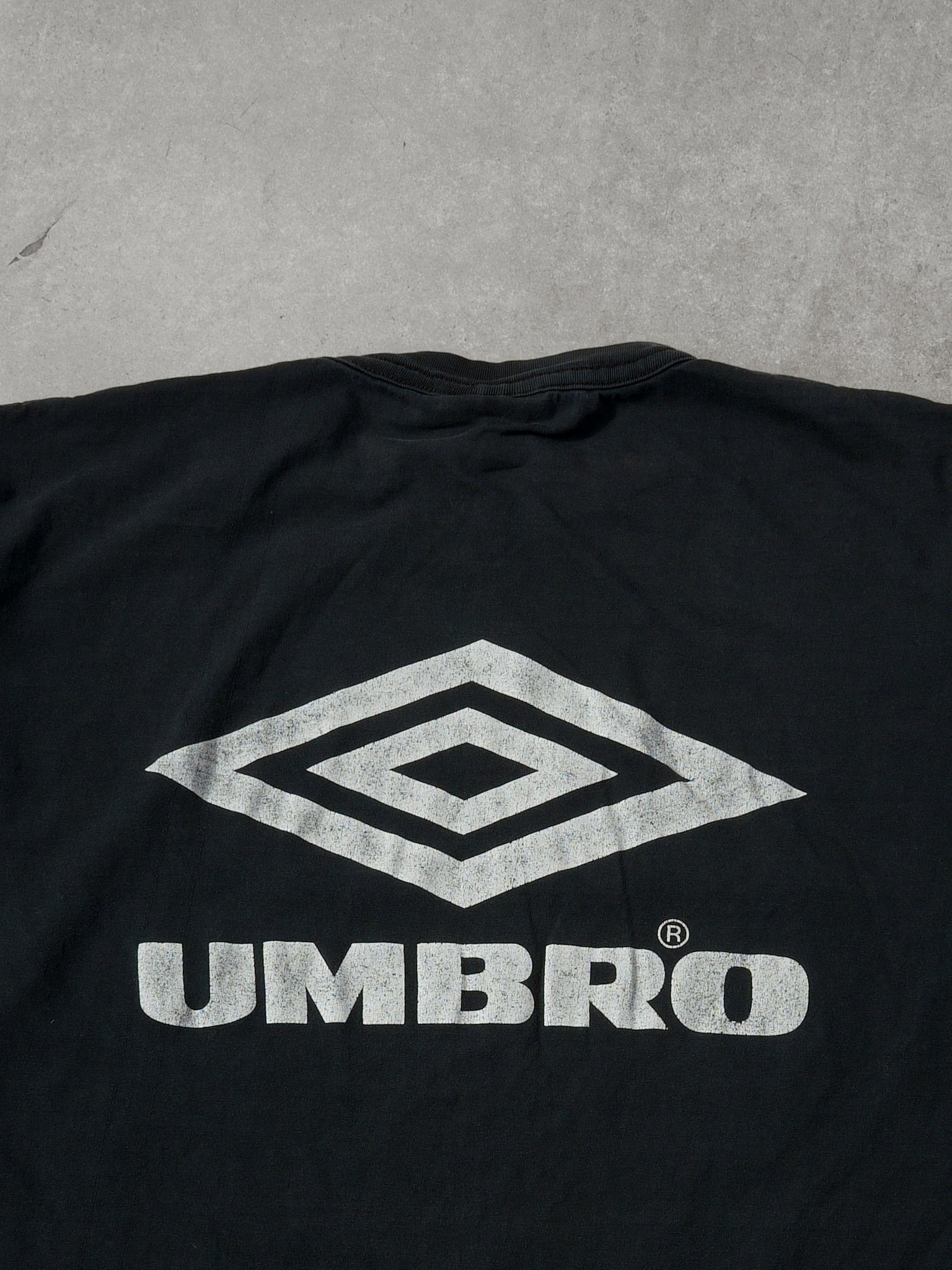 Vintage 96' Washed Black UEFA Euro 96 Soccer Umbro Graphic Tee (L)