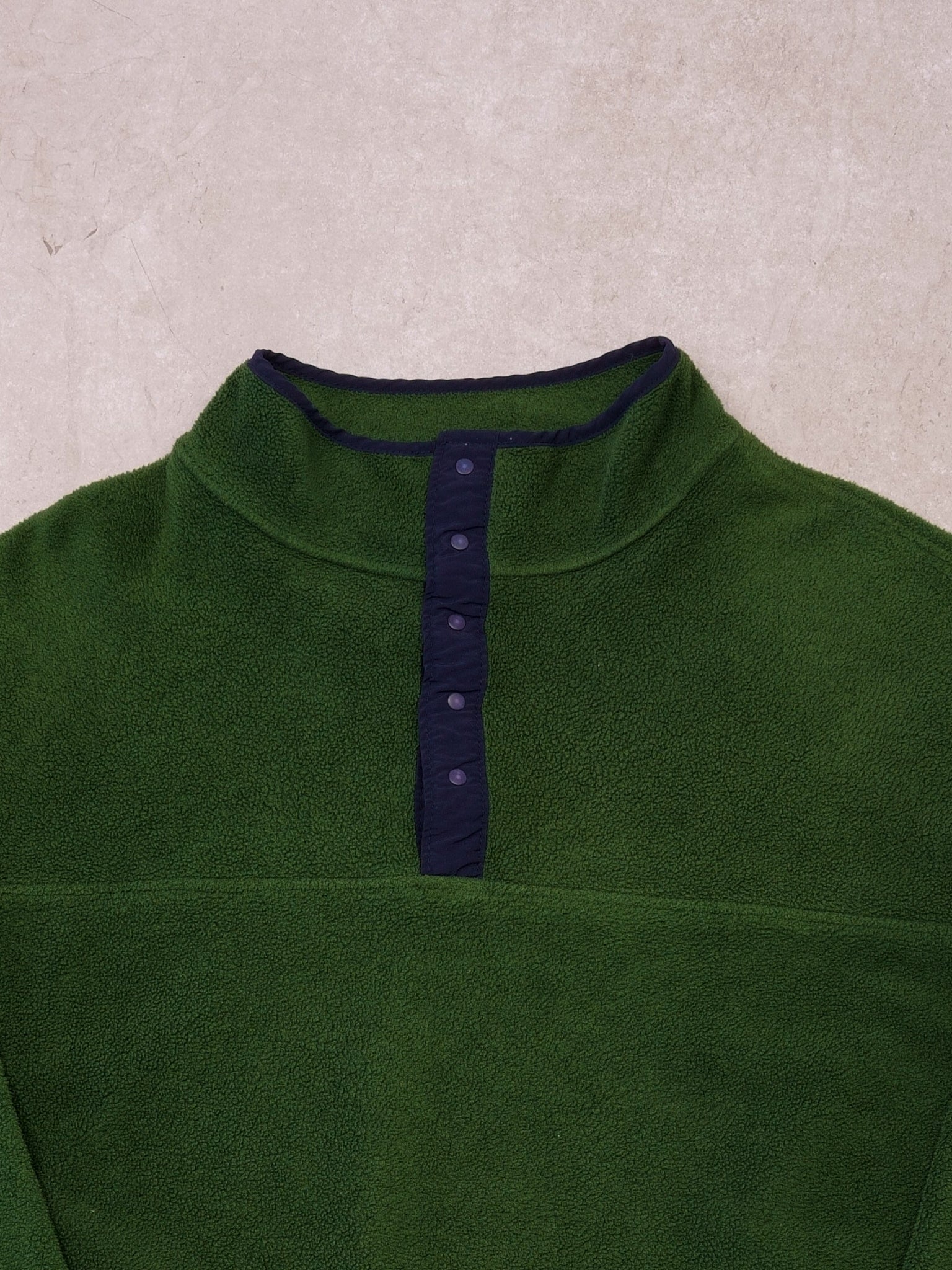 Vintage 90s Pine Green Land's End 1/4 Button Fleece Crewneck (XL)