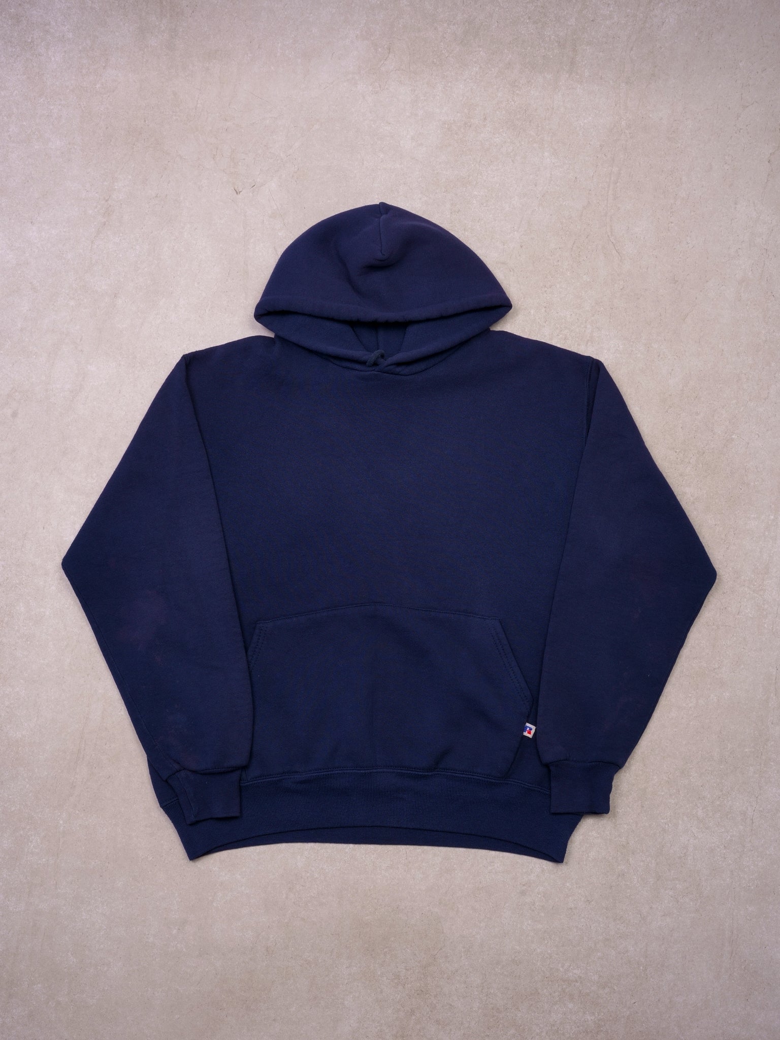 Vintage 90s Navy Blue Russell Athletics Blank Hoodie (M)