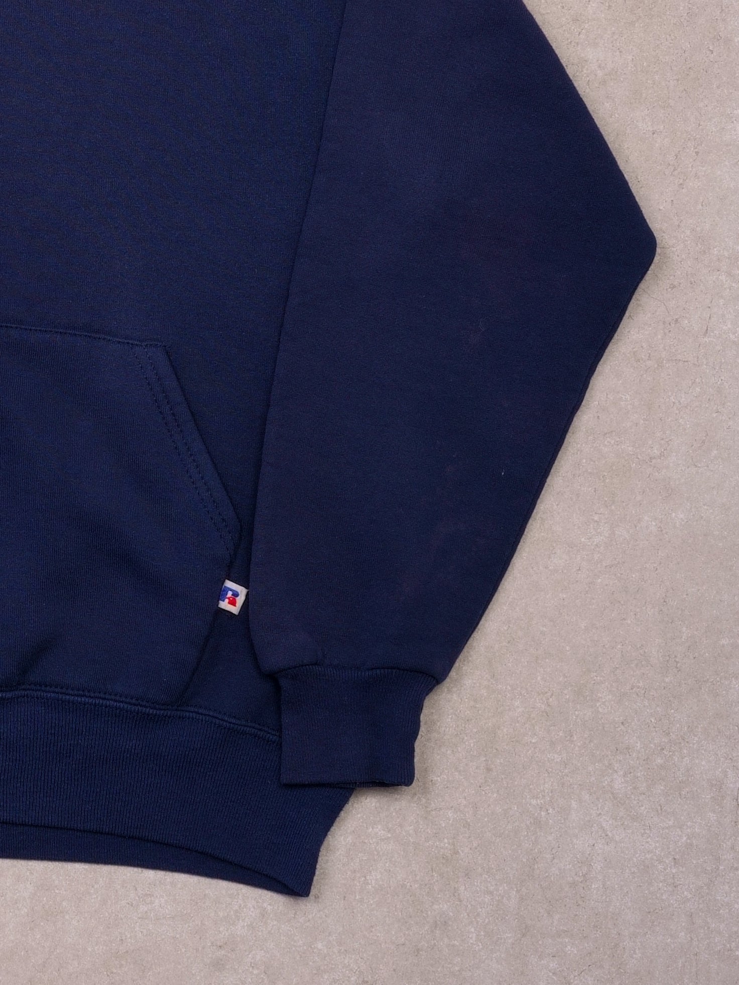 Vintage 90s Navy Blue Russell Athletics Blank Hoodie (M)