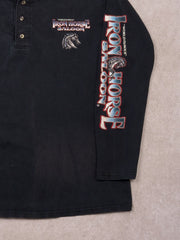 Vintage 08' Washed Black Iron Horse Saloon Graphic Longsleeve (M)