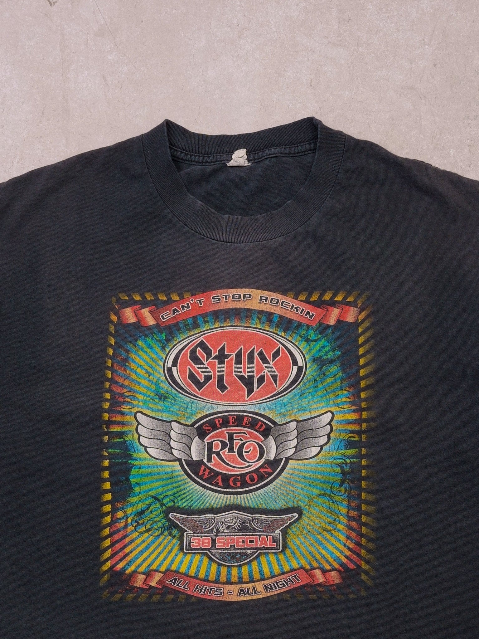 Vintage Washed Black Stux Speed Wagon 38 Special Graphic Tee (M)