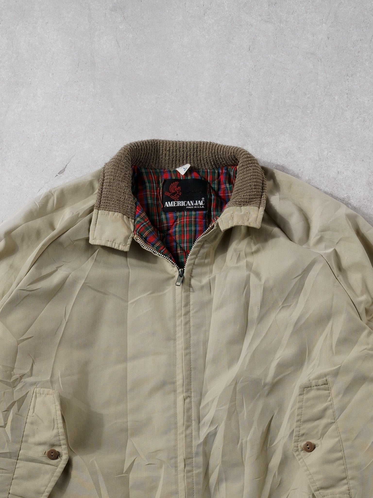 Vintage 88' Beige Speed Weeks Datona Collared Jacket (L)