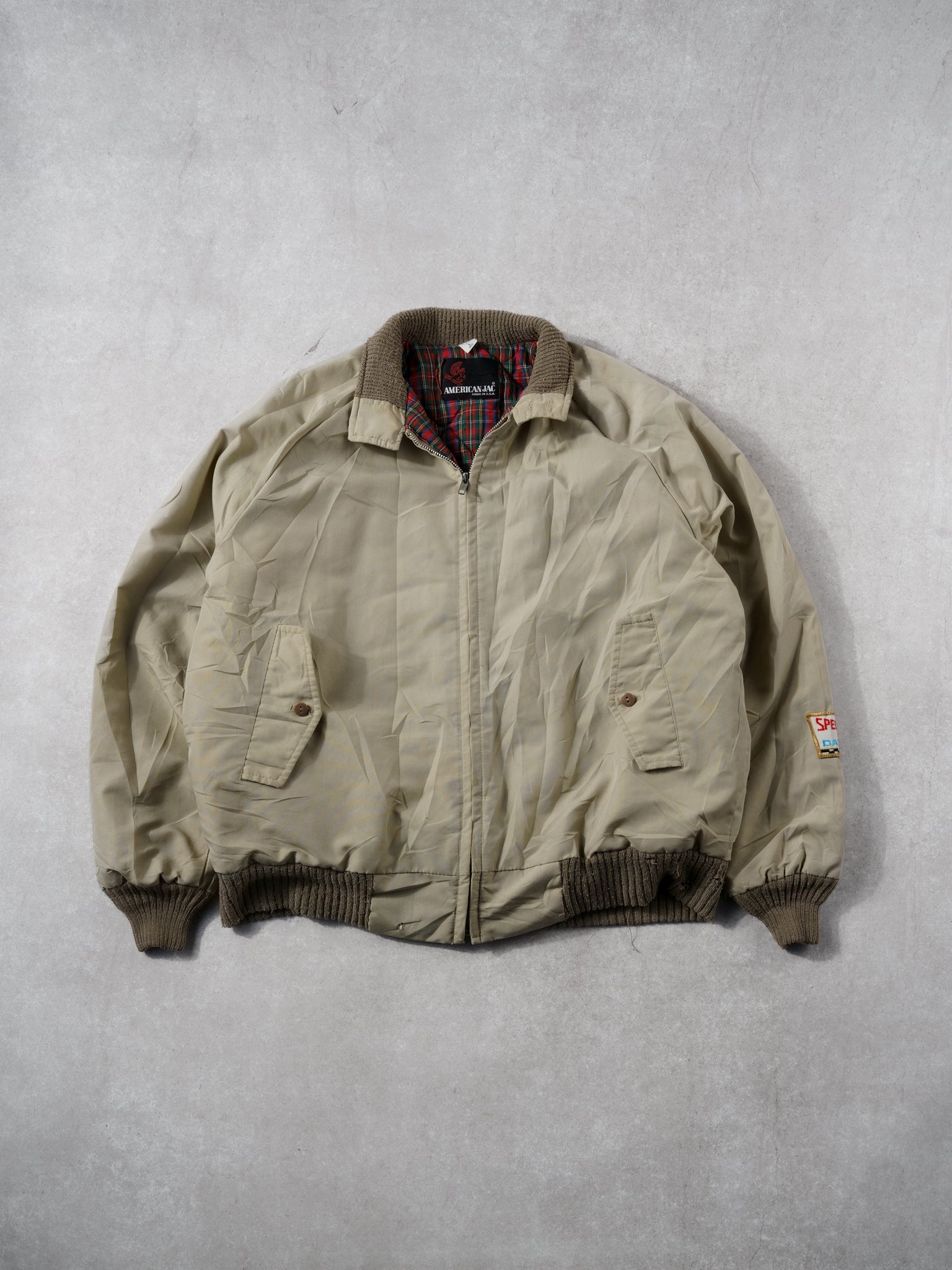 Vintage 88' Beige Speed Weeks Datona Collared Jacket (L)