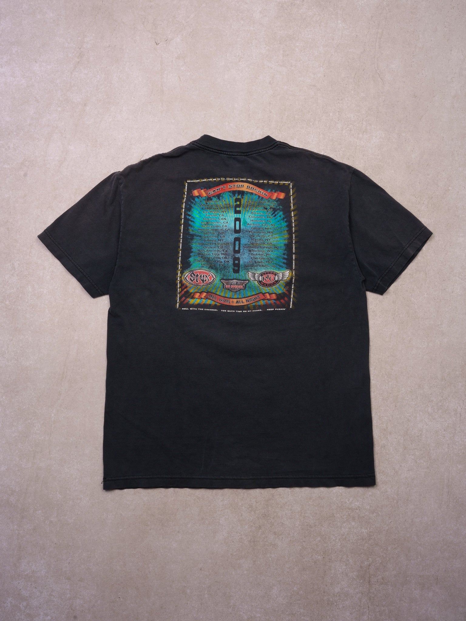 Vintage Washed Black Stux Speed Wagon 38 Special Graphic Tee (M)