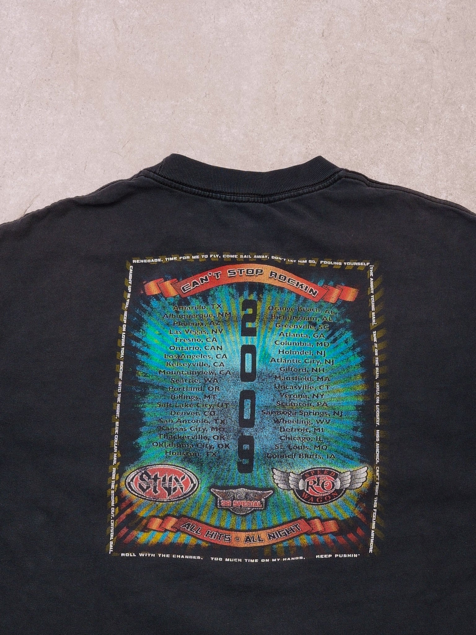 Vintage Washed Black Stux Speed Wagon 38 Special Graphic Tee (M)