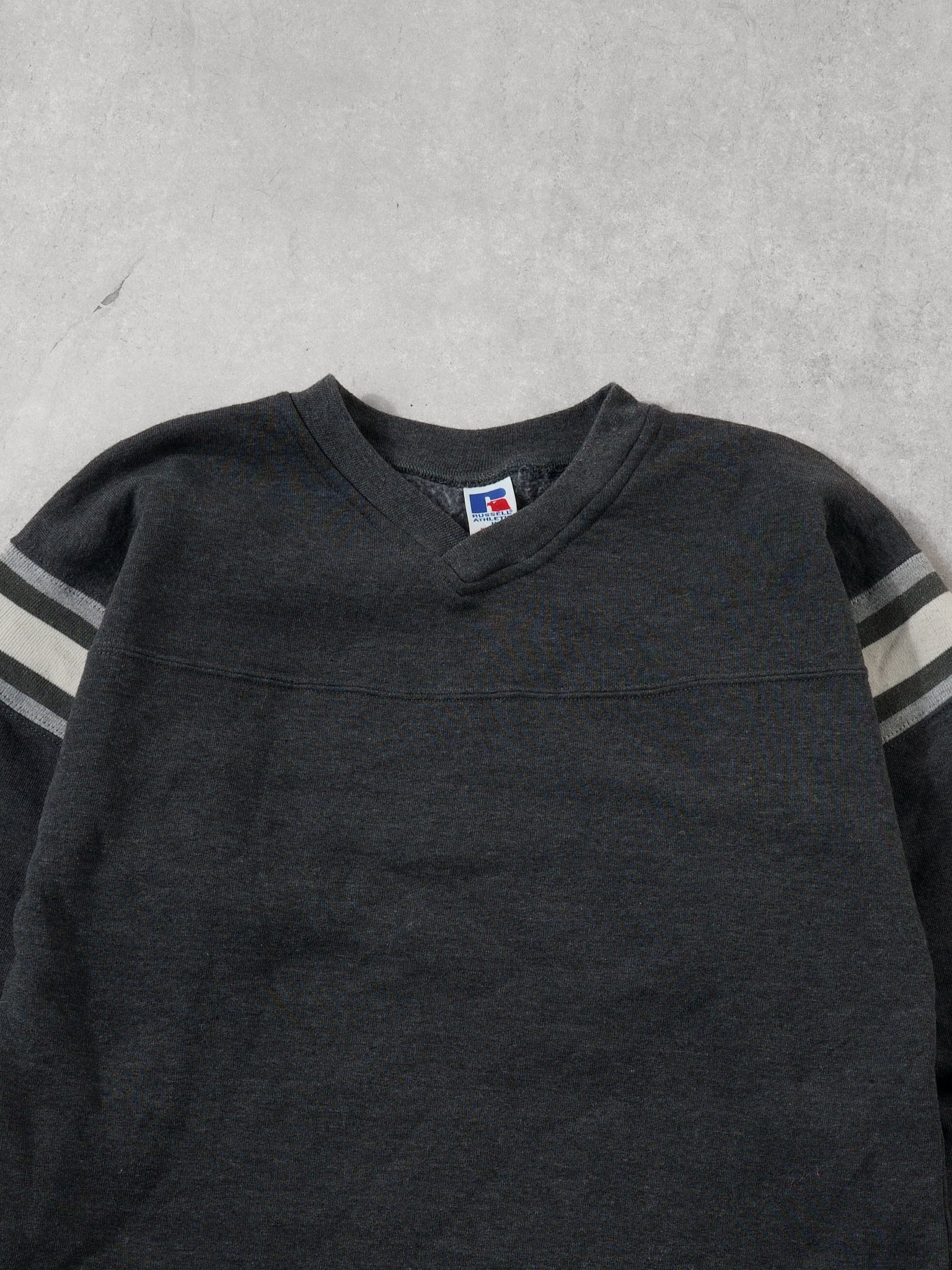 Vintage 90 Grey And White Russell Athletics Crewneck (M)