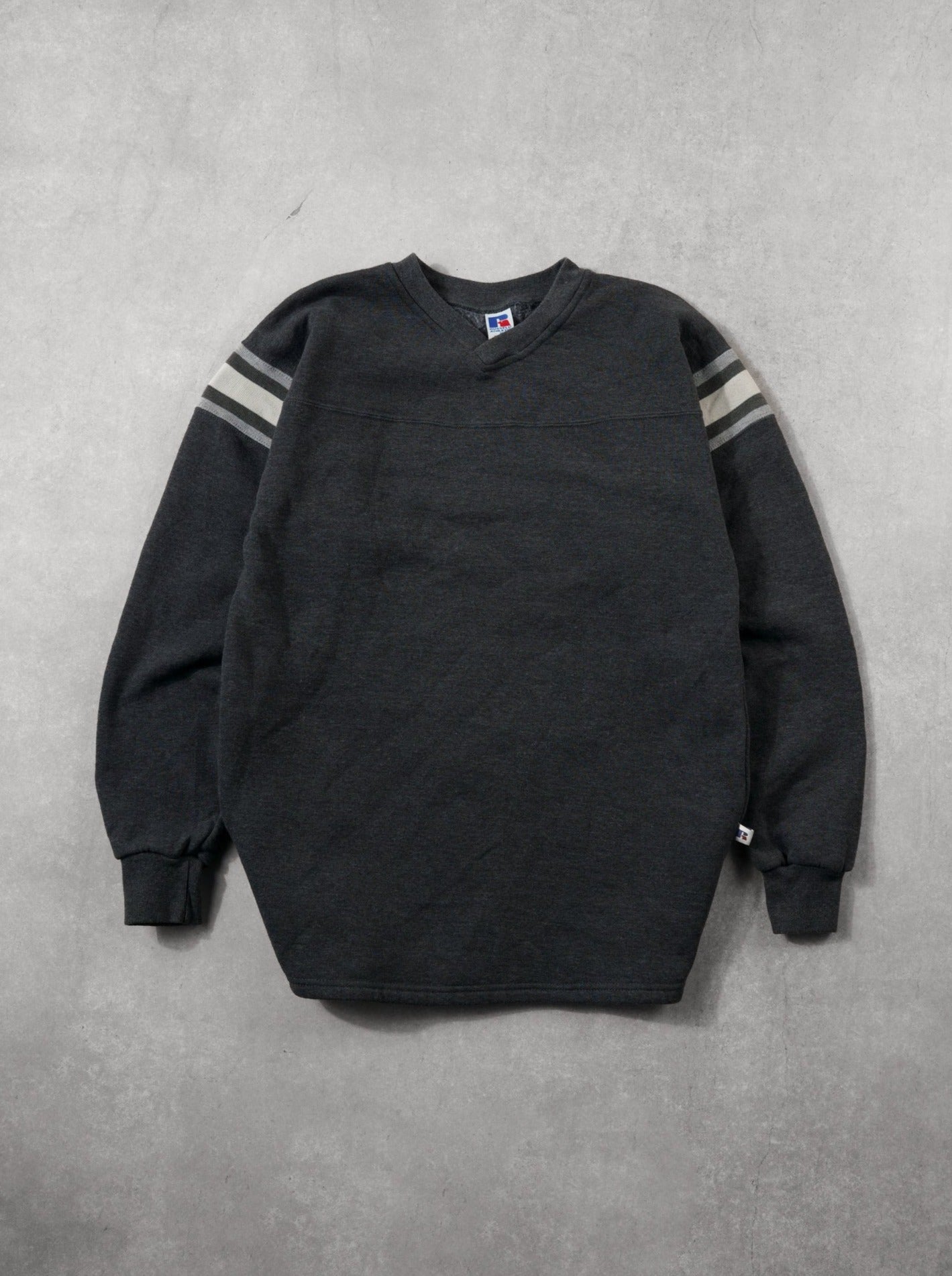 Vintage 90 Grey And White Russell Athletics Crewneck (M)