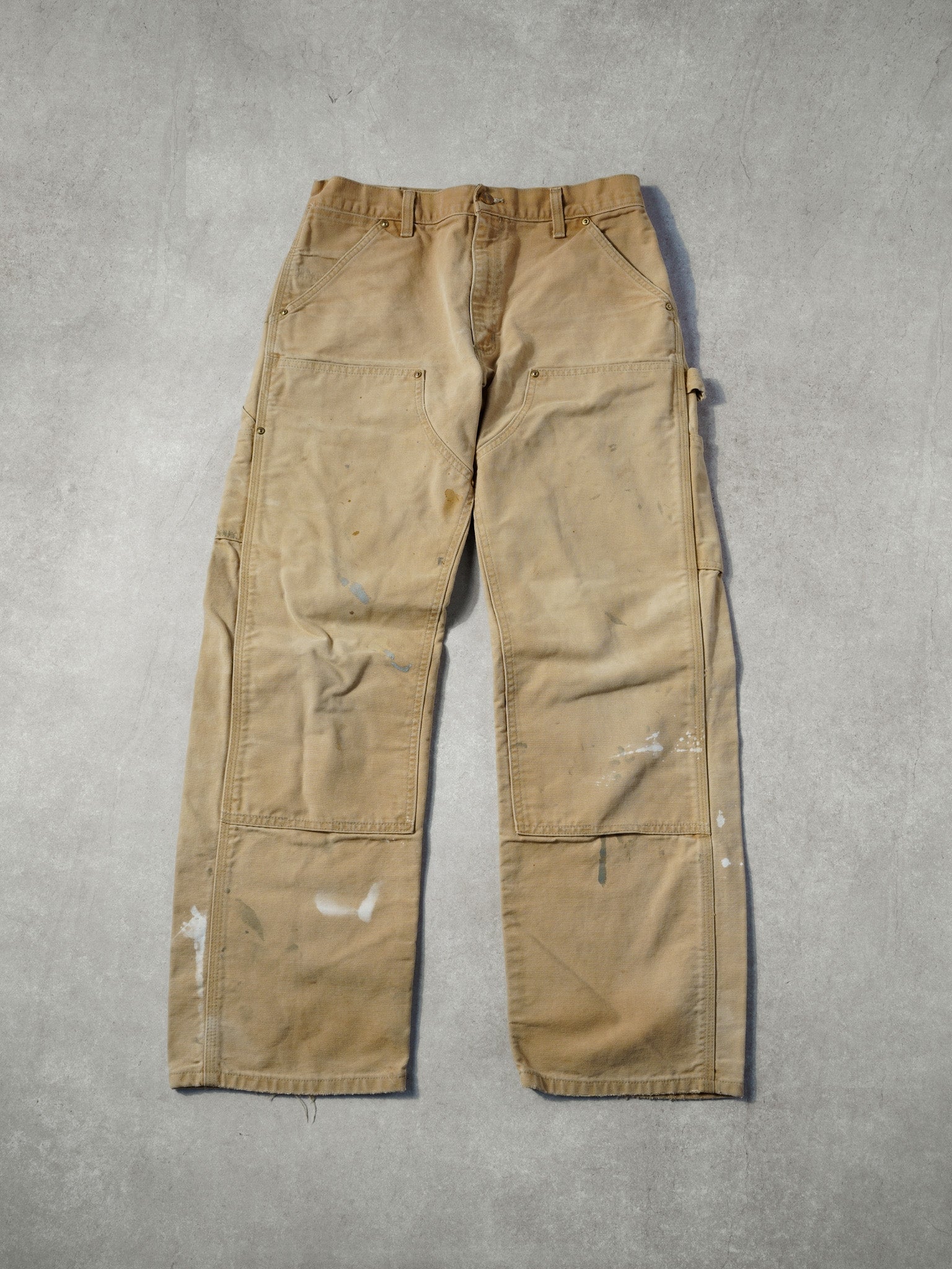 Vintage 90s Khaki Carhartt Double Knee Carpenter Pants (32x29)