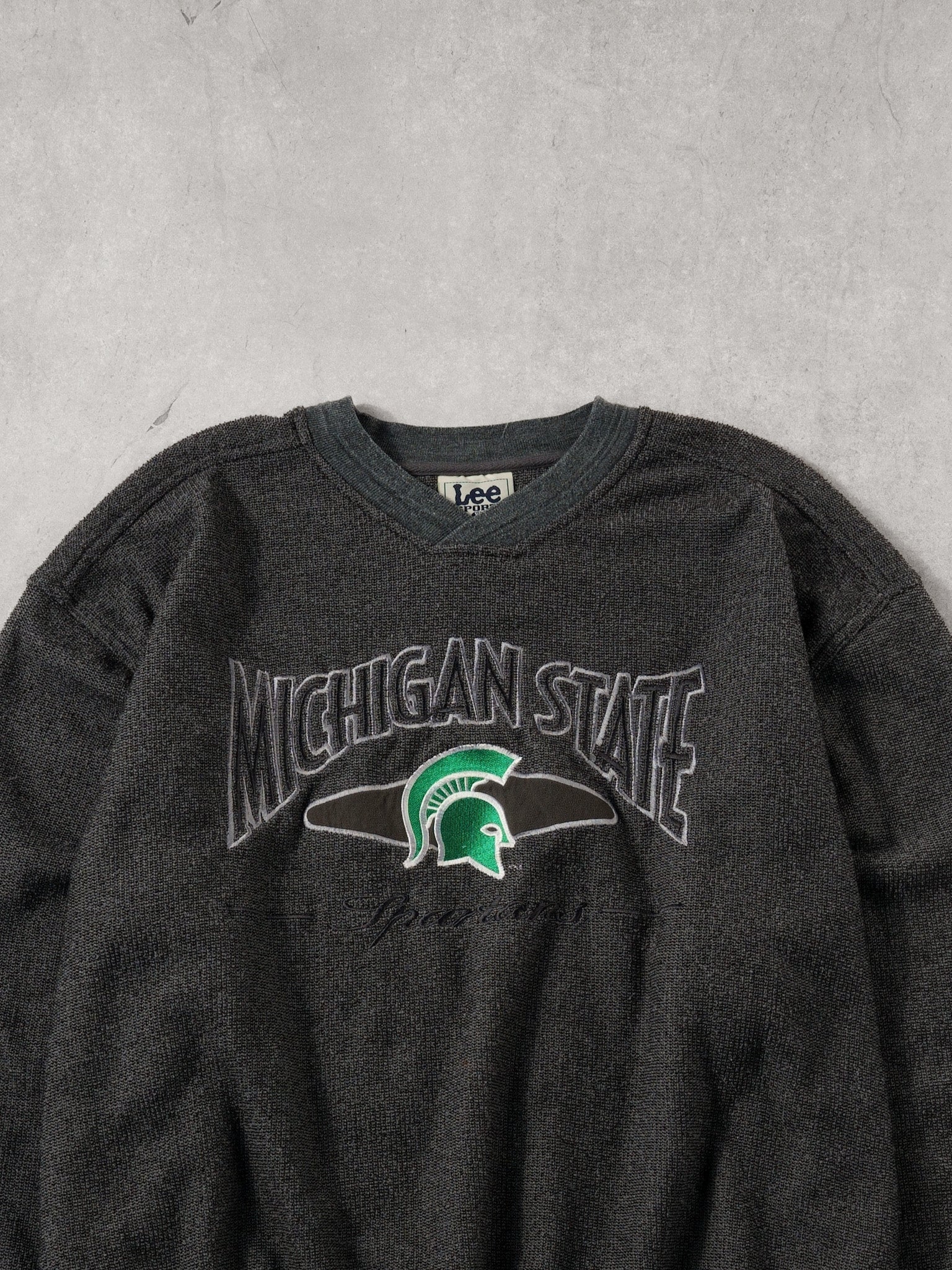 Vintage 90s Dark Grey Michigan Spartans Lee Sports Crewneck (XL)