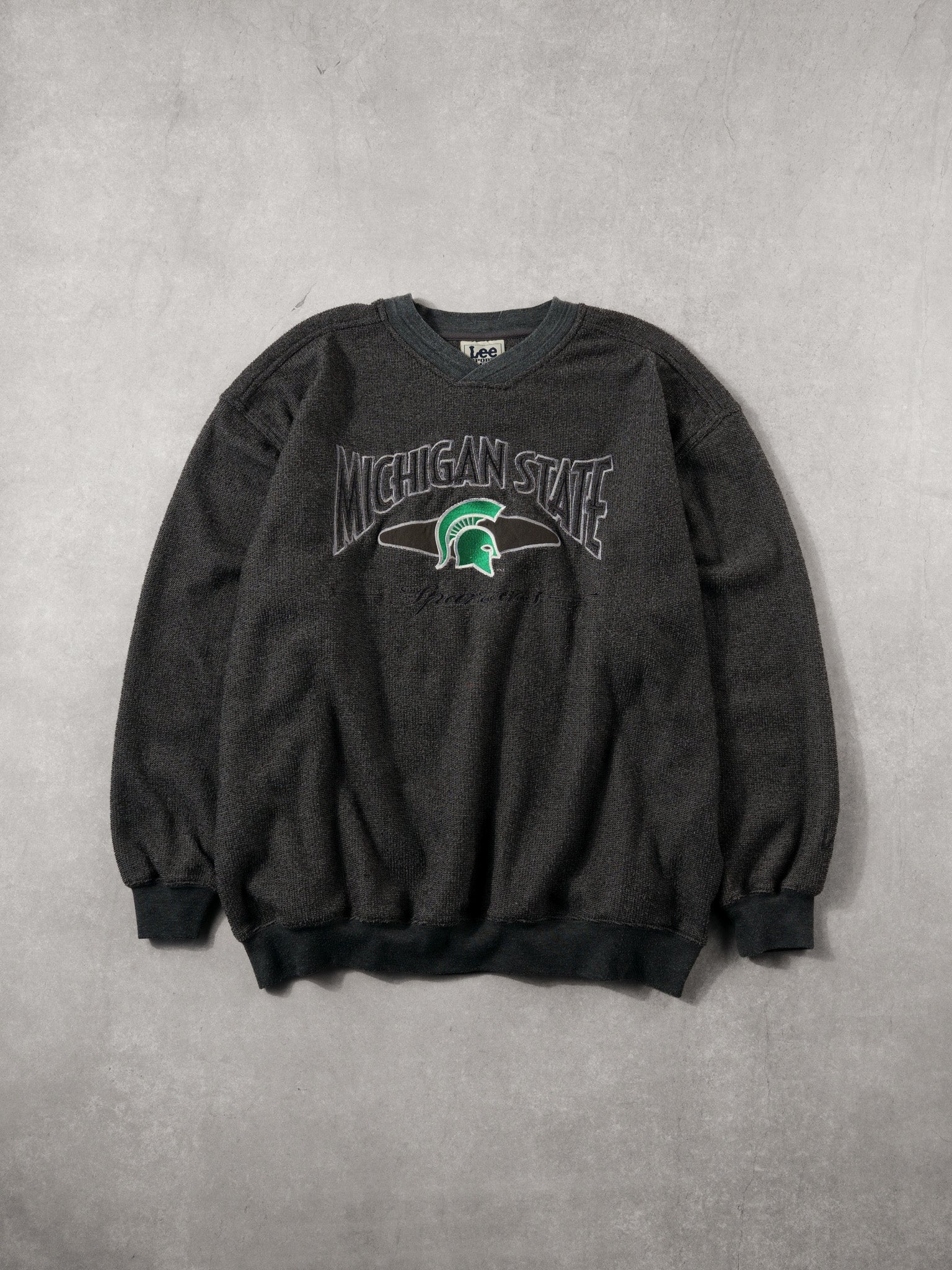 Vintage 90s Dark Grey Michigan Spartans Lee Sports Crewneck (XL)