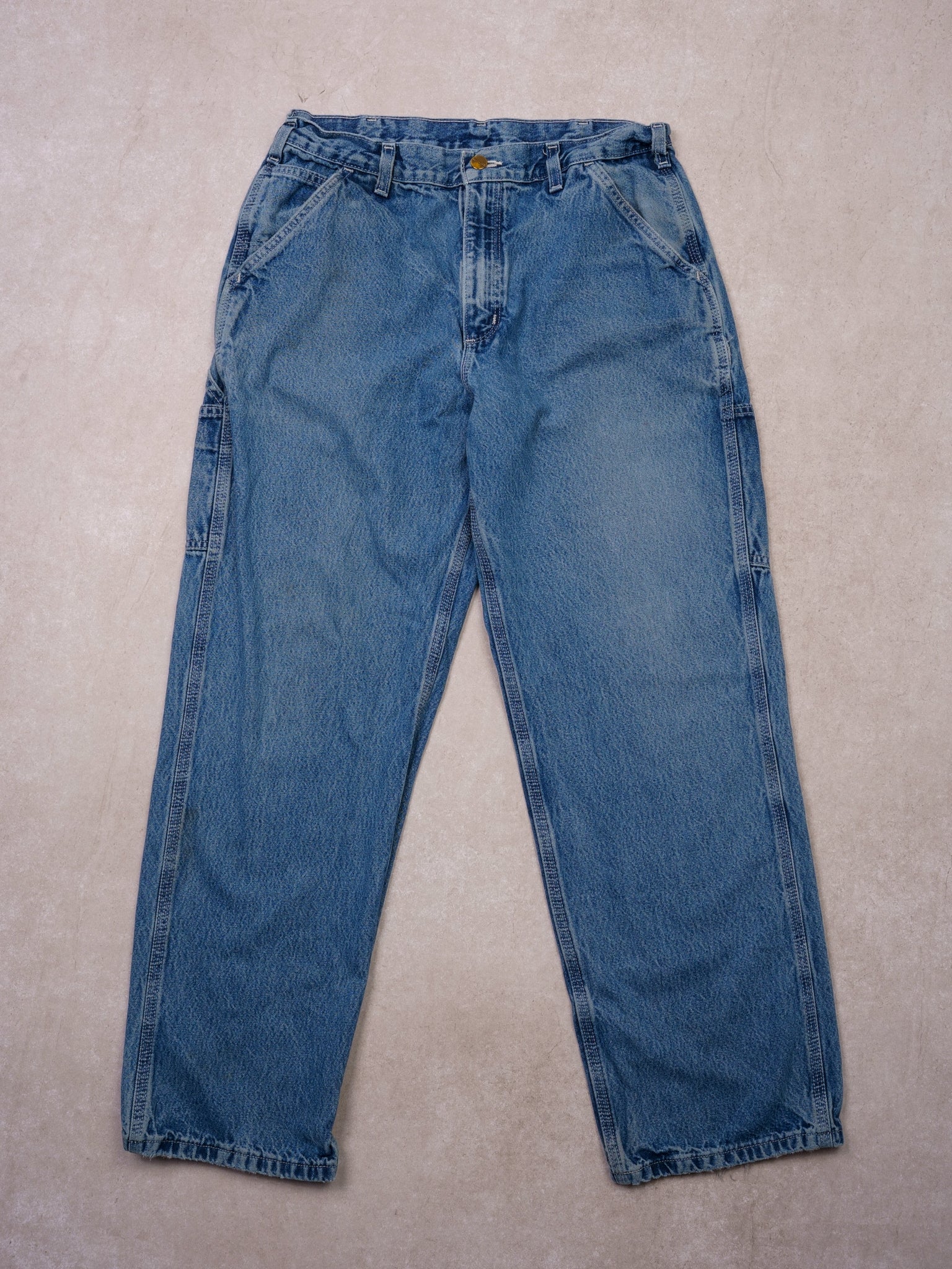 Vintage 90s Washed Blue Carhartt Denim Carpenter Pants (30x29)