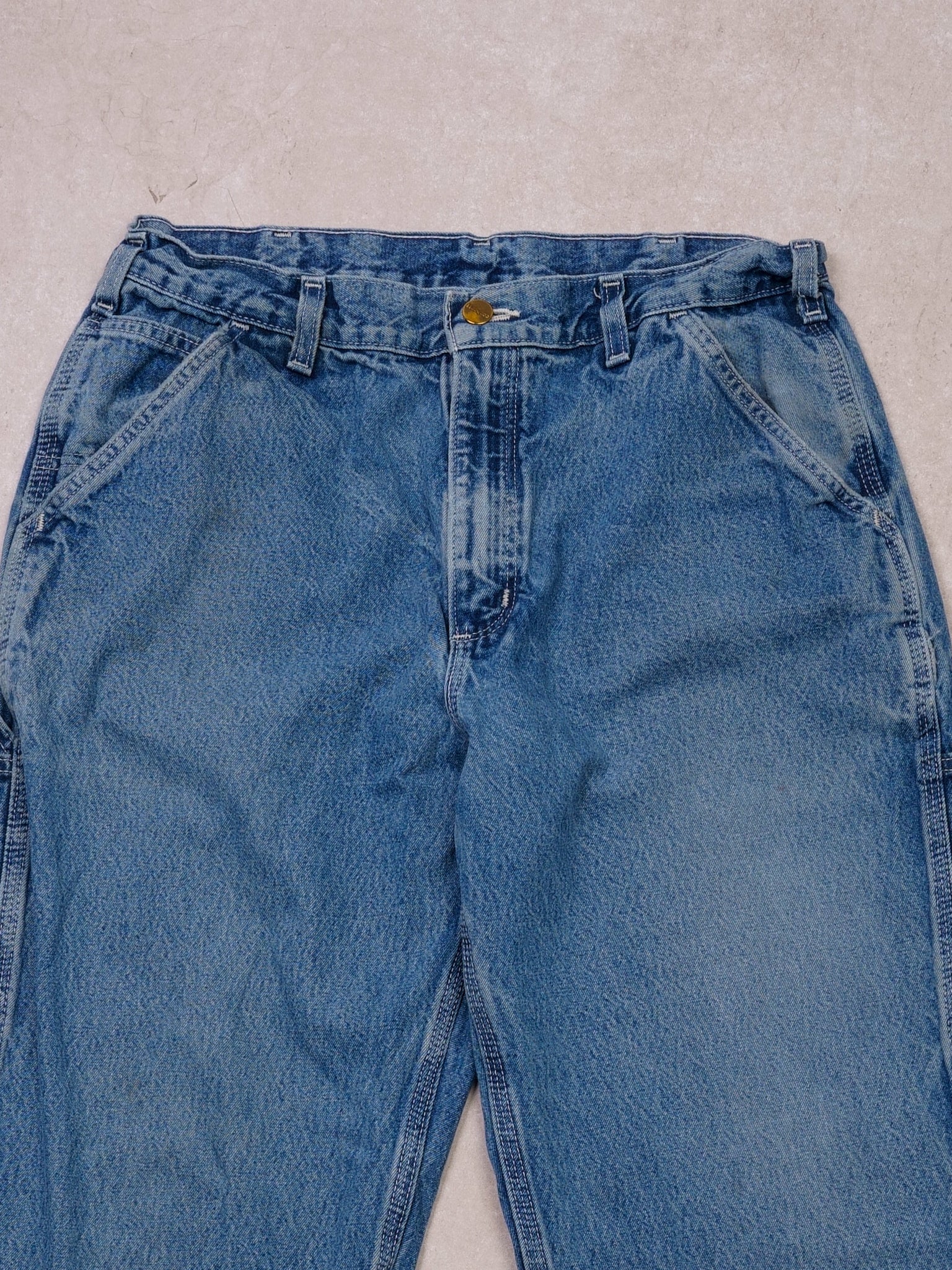 Vintage 90s Washed Blue Carhartt Denim Carpenter Pants (30x29)