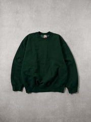 Vintage 90s Pine Green Blank Fruit Of The Loom Crewneck (L)