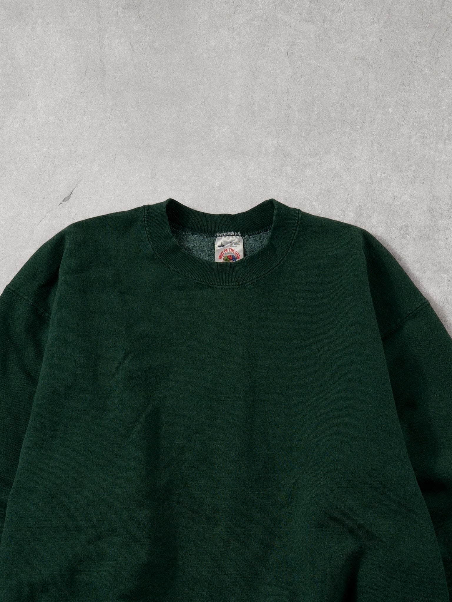 Vintage 90s Pine Green Blank Fruit Of The Loom Crewneck (L)