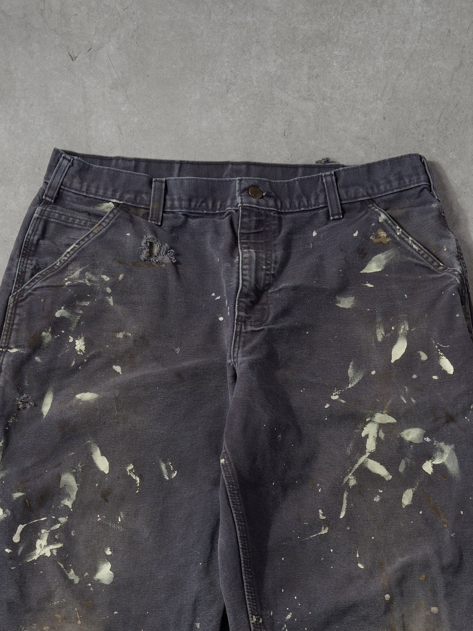 Vintage 90s Washed Dark Grey Carhartt Dungeree Fit Carpenter Pants (36x29)