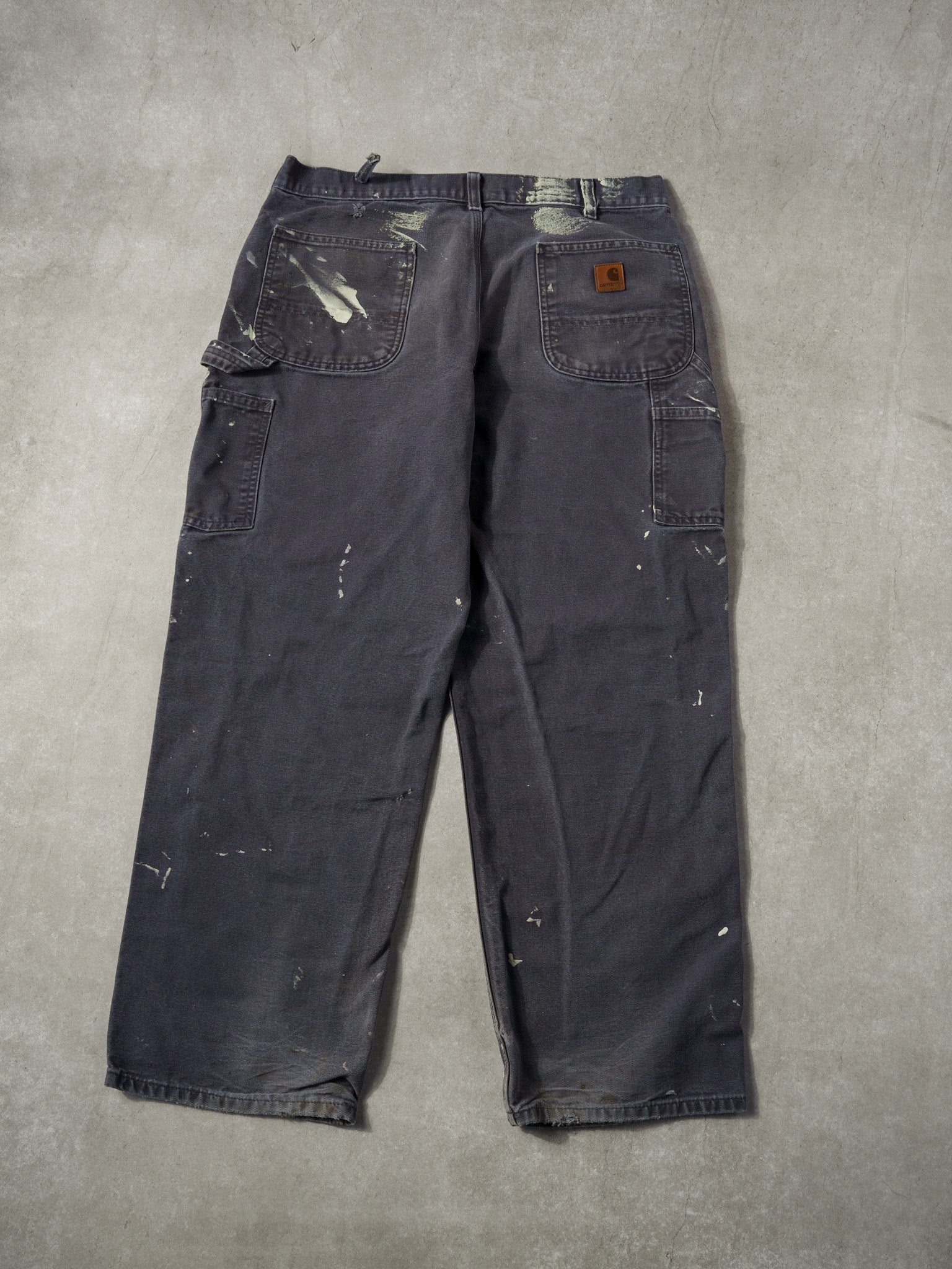 Vintage 90s Washed Dark Grey Carhartt Dungeree Fit Carpenter Pants (36x29)
