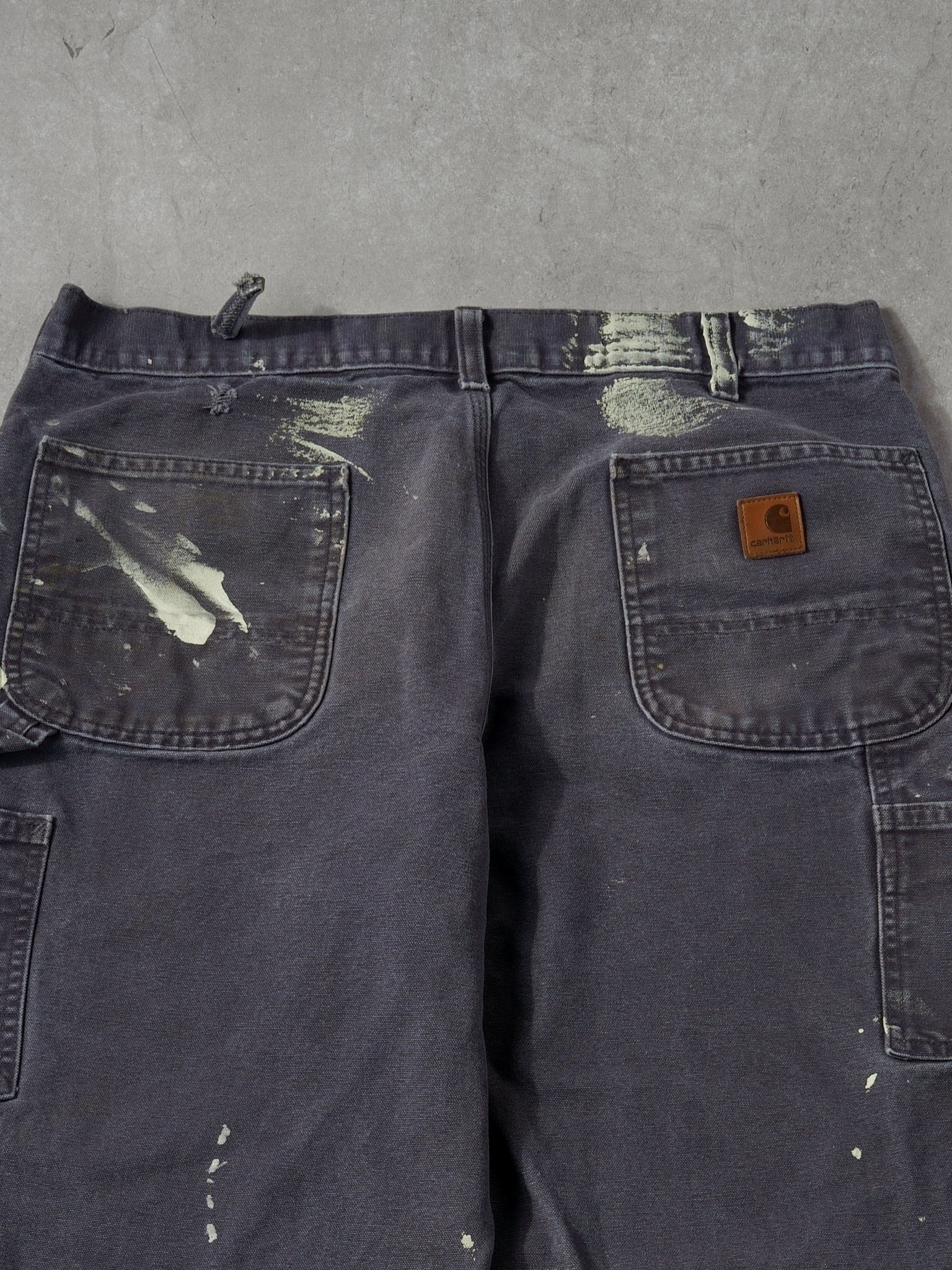 Vintage 90s Washed Dark Grey Carhartt Dungeree Fit Carpenter Pants (36x29)