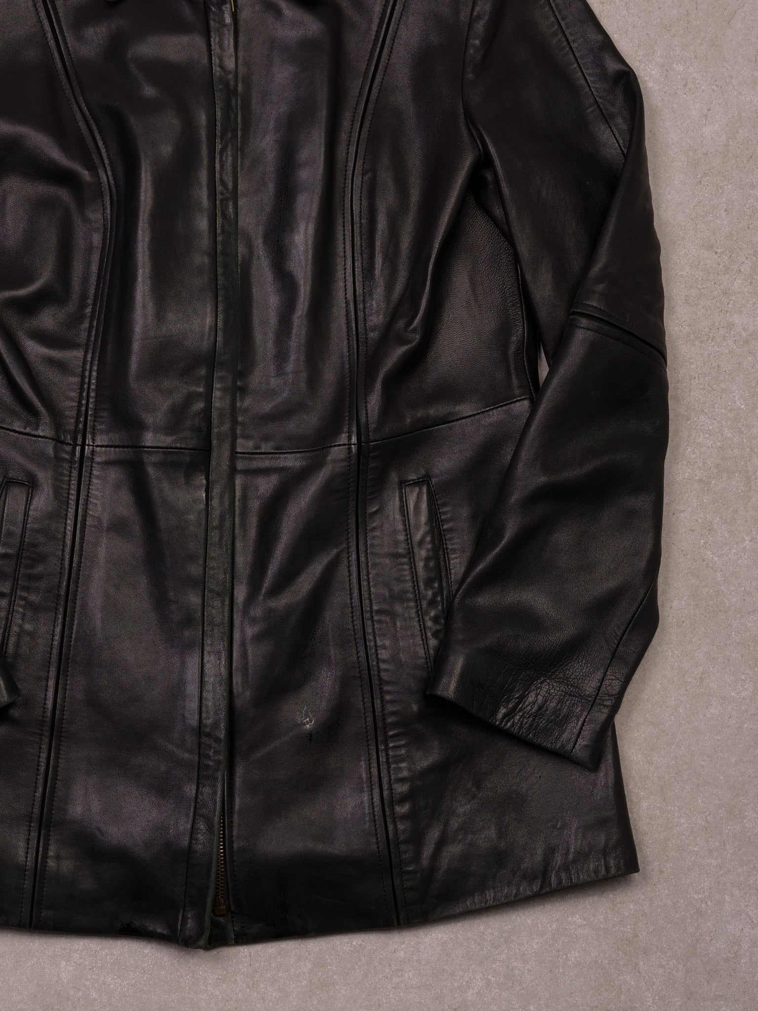 Vintage 90s Black Danier Leather Longcoat (S)