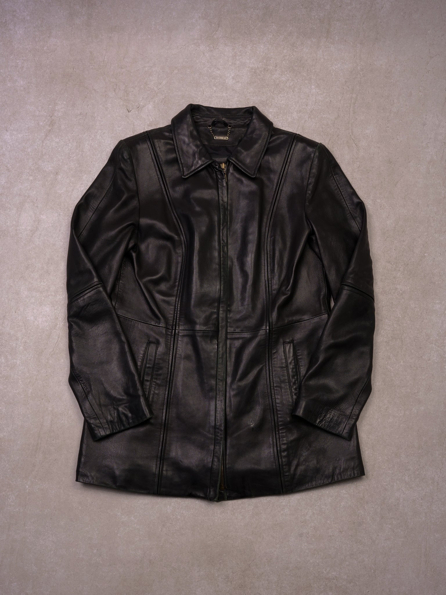 Vintage 90s Black Danier Leather Longcoat (S)