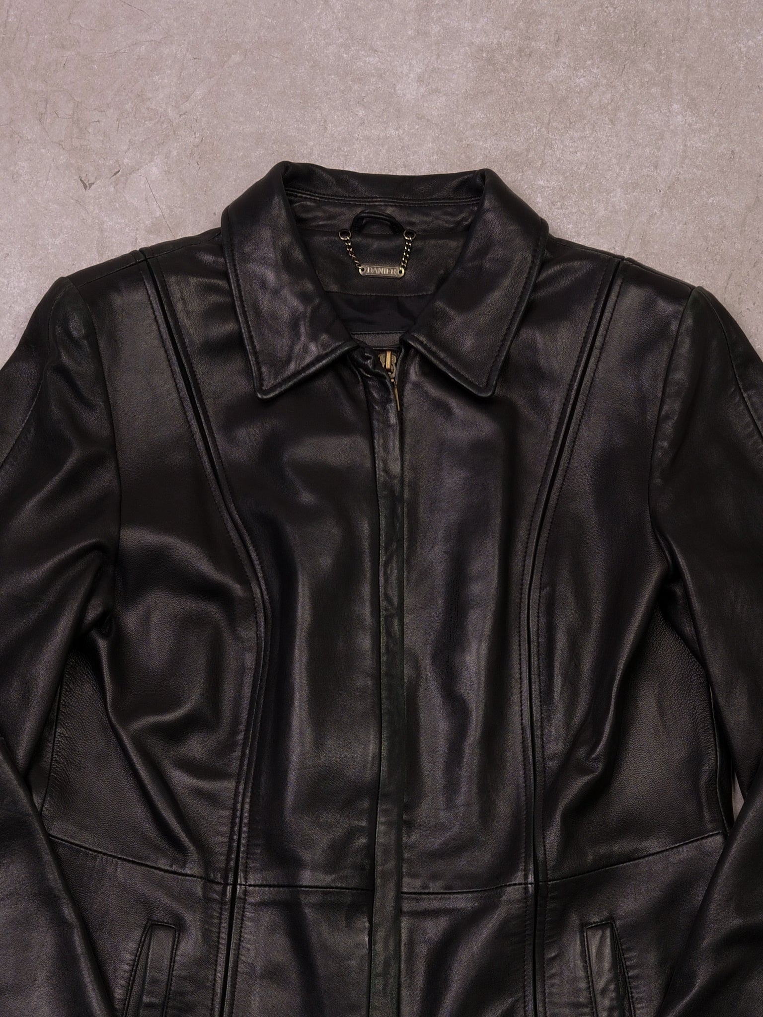Vintage 90s Black Danier Leather Longcoat (S)