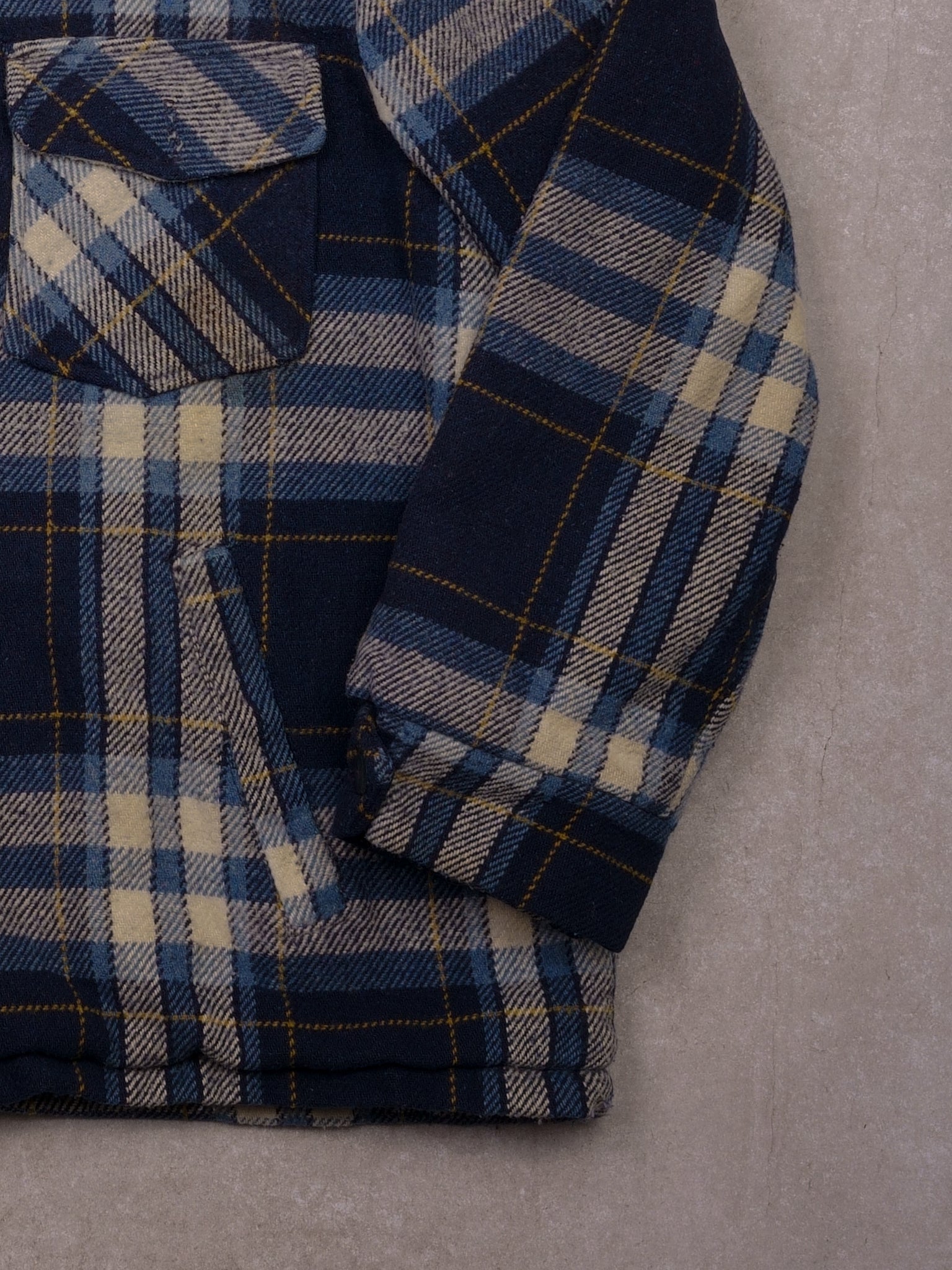 Vintage 90s Blue Plaid Sears Wool Inned Lined Jacket (L)