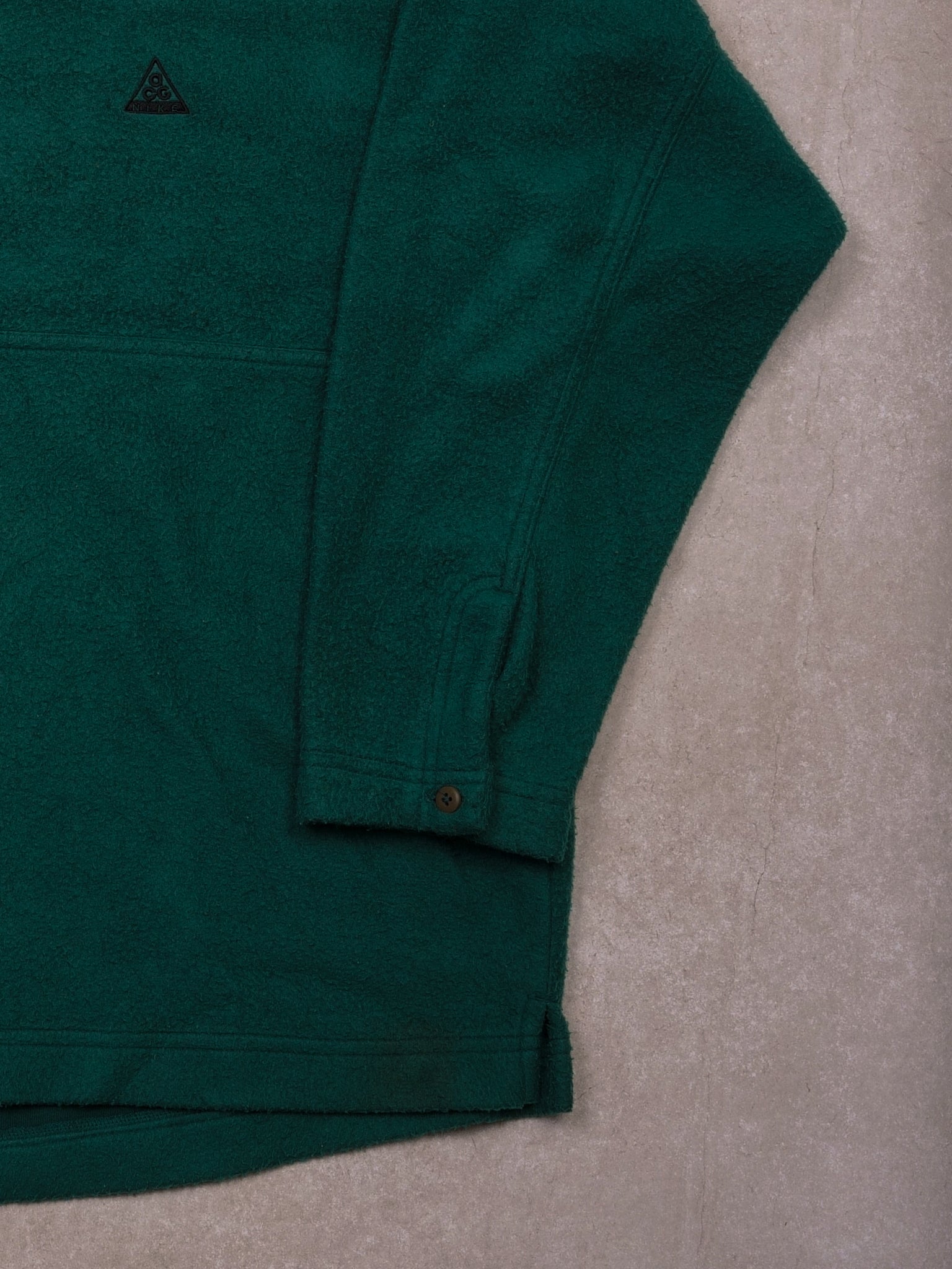 Vintage 90s Oak Green Nike ACG Fleece Collared 1/4 Button Up (XXL)