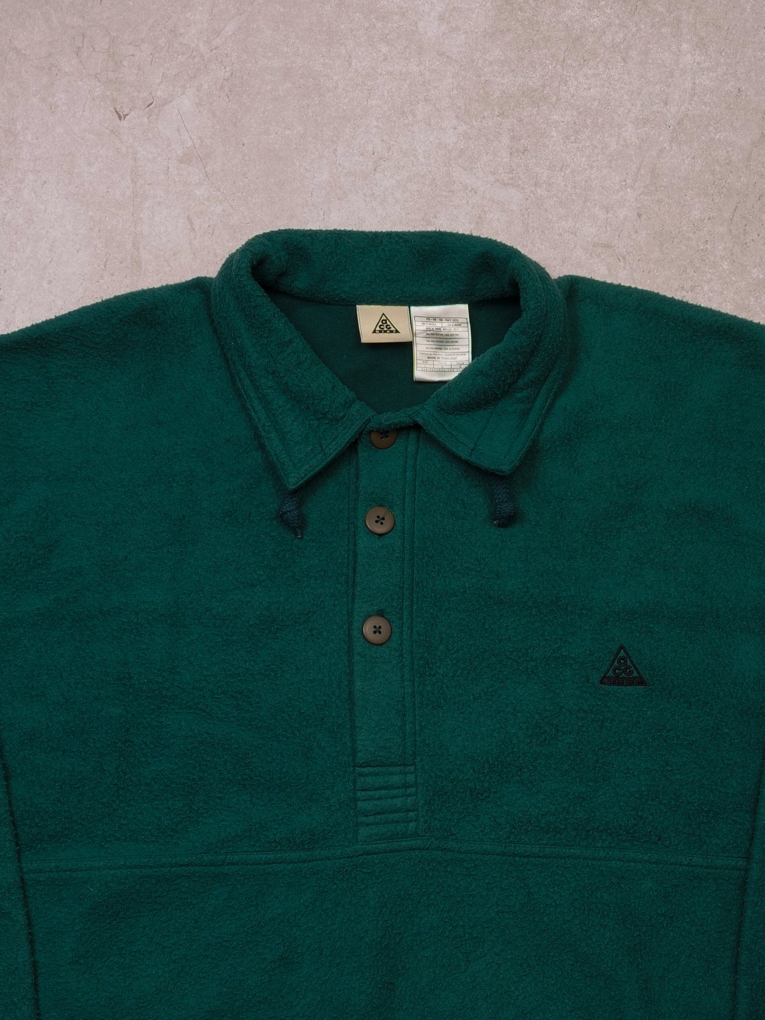 Vintage 90s Oak Green Nike ACG Fleece Collared 1/4 Button Up (XXL)