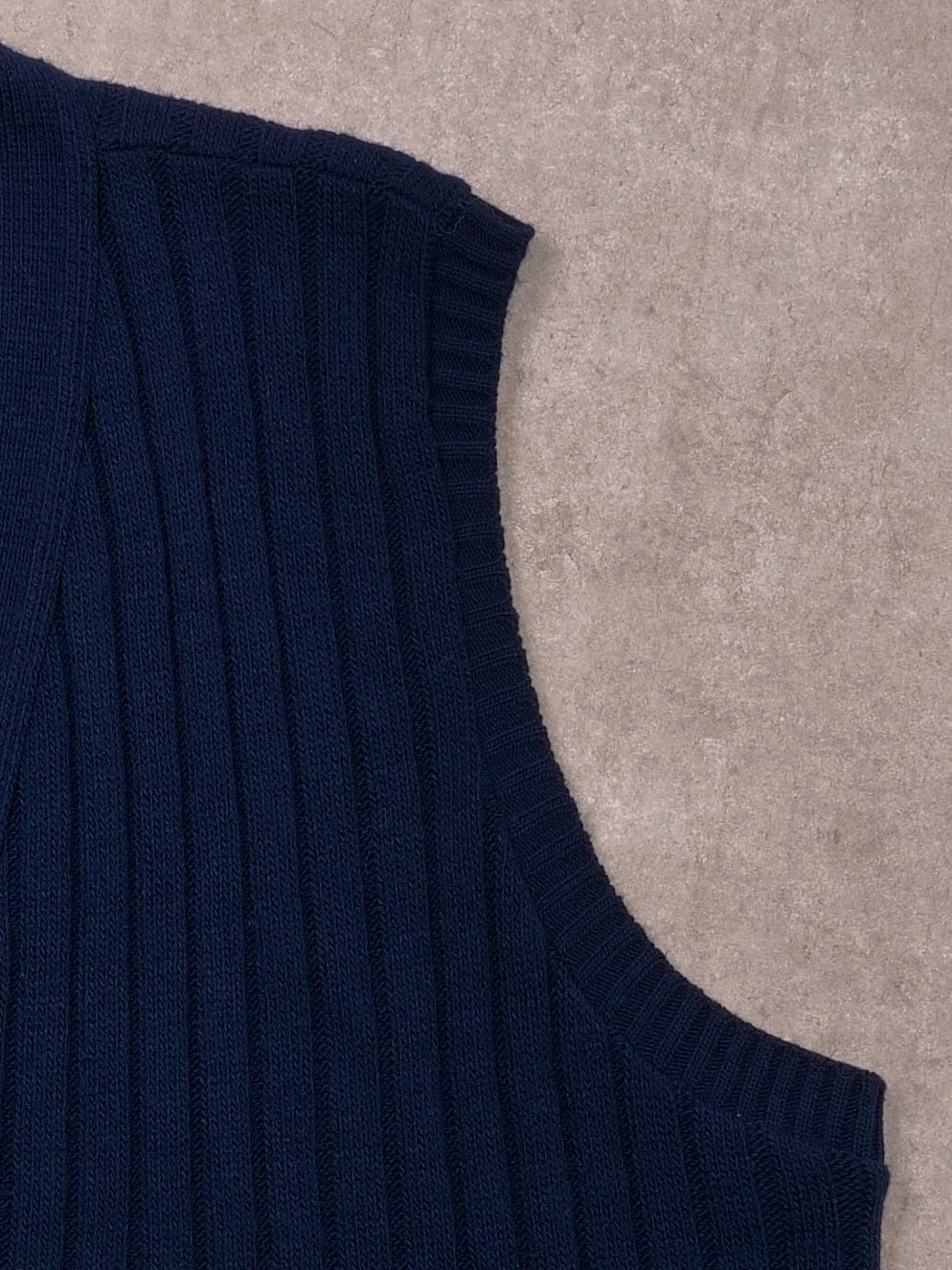 Vintage 90s Navy Blue Carly Blake Knit Button Vest (XL)