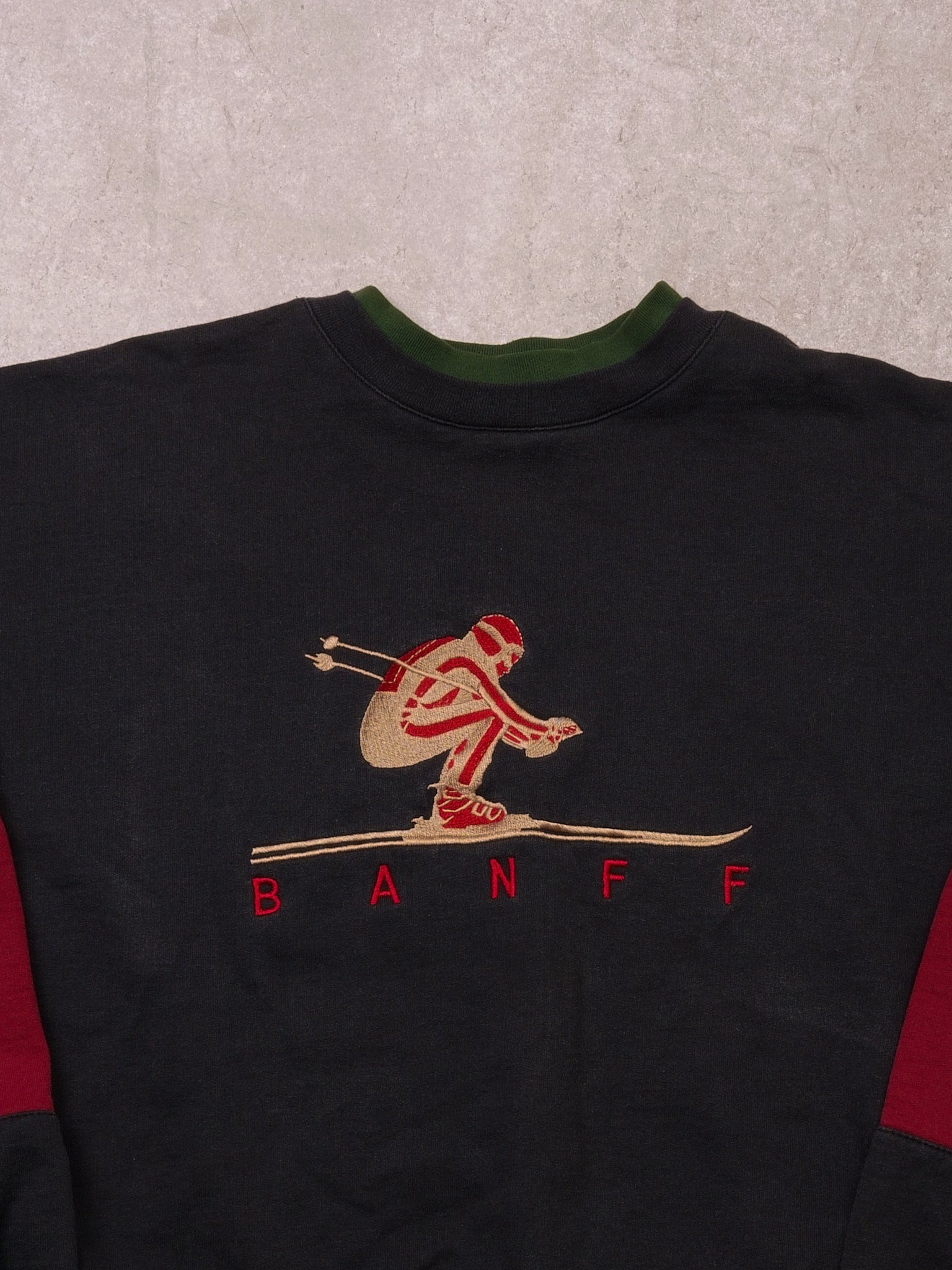 Vintage 90s Black, Green, and Red Banff Skii Crewneck (XL)