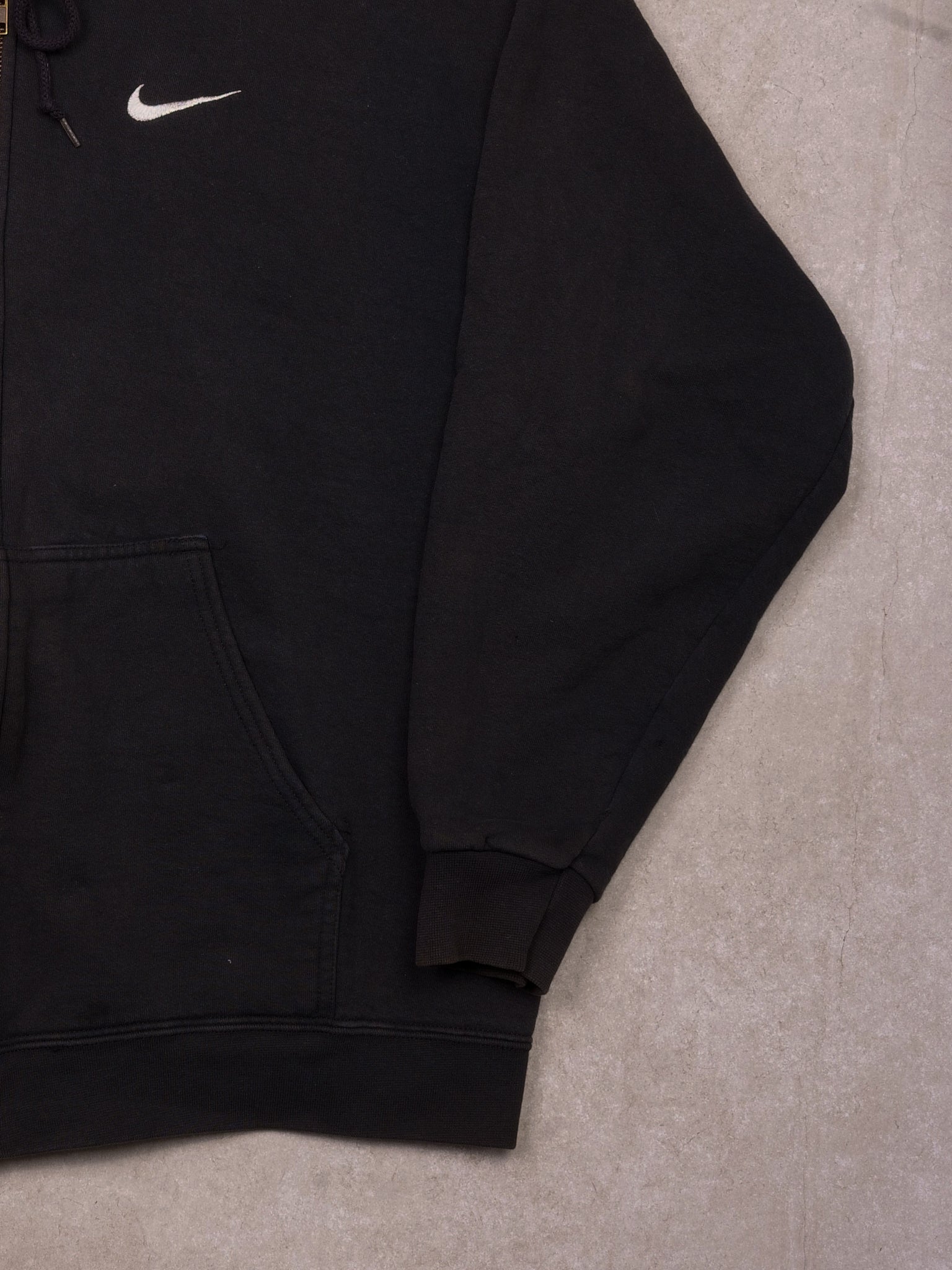 Vintage 90s Sunfaded Black Nike Zip Up Hoodie (XL)