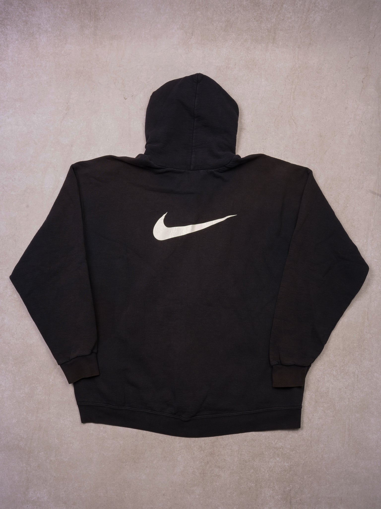 Vintage 90s Sunfaded Black Nike Zip Up Hoodie (XL)