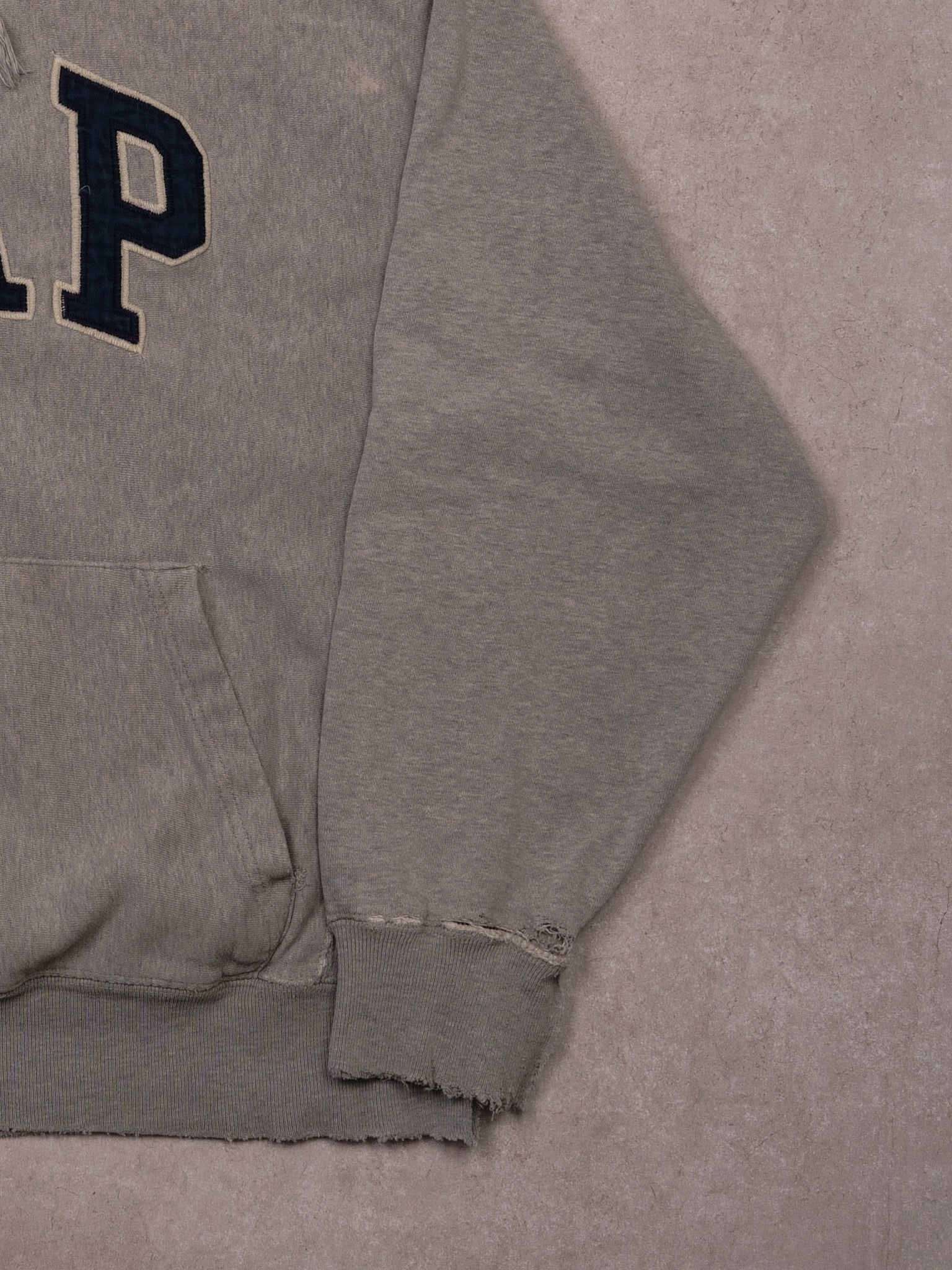 Vintage 90s Grey and Navy Gap Reverse Weave Hoodie (M/L)