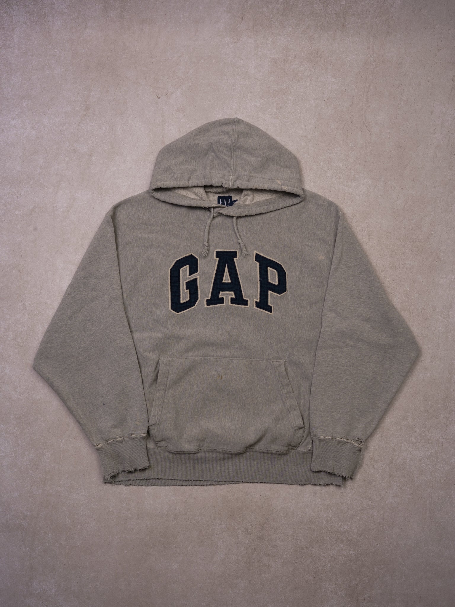 Vintage 90s Grey and Navy Gap Reverse Weave Hoodie (M/L)